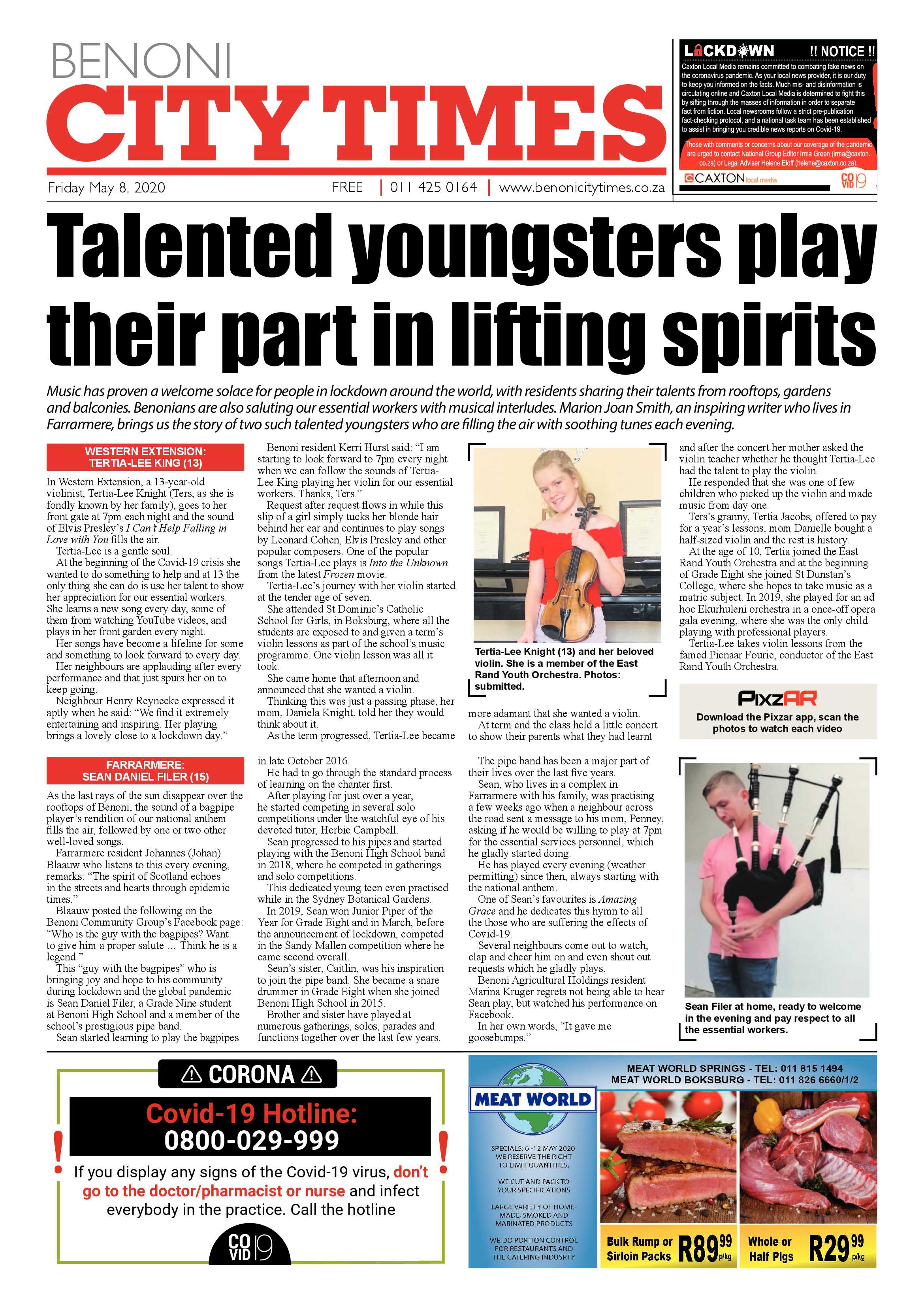 Benoni City Times 07 May 2020 page 1
