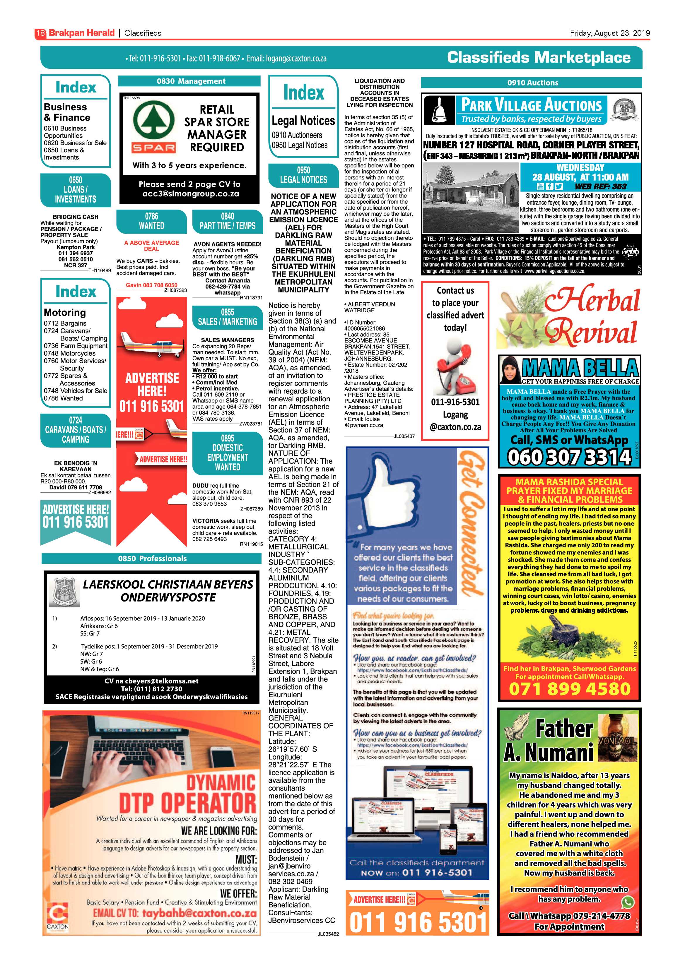 Brakpan Herald 23 August 2019 page 18