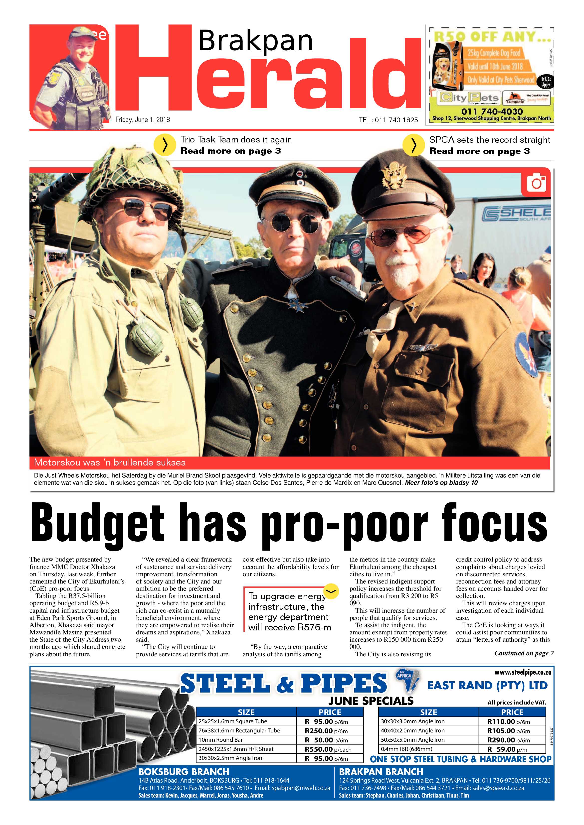 Brakpan Herald 01 June 2018 page 1