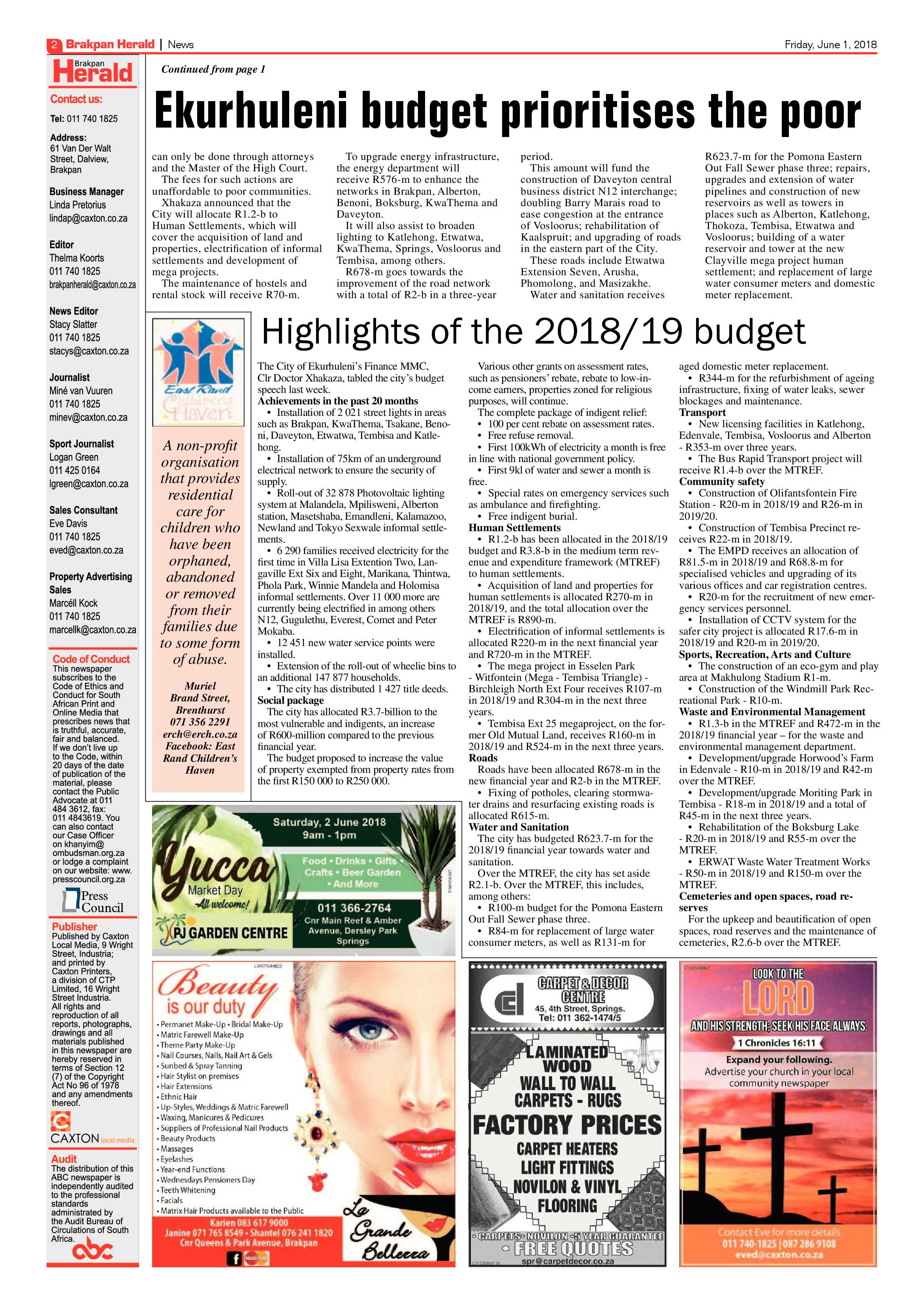 Brakpan Herald 01 June 2018 page 2