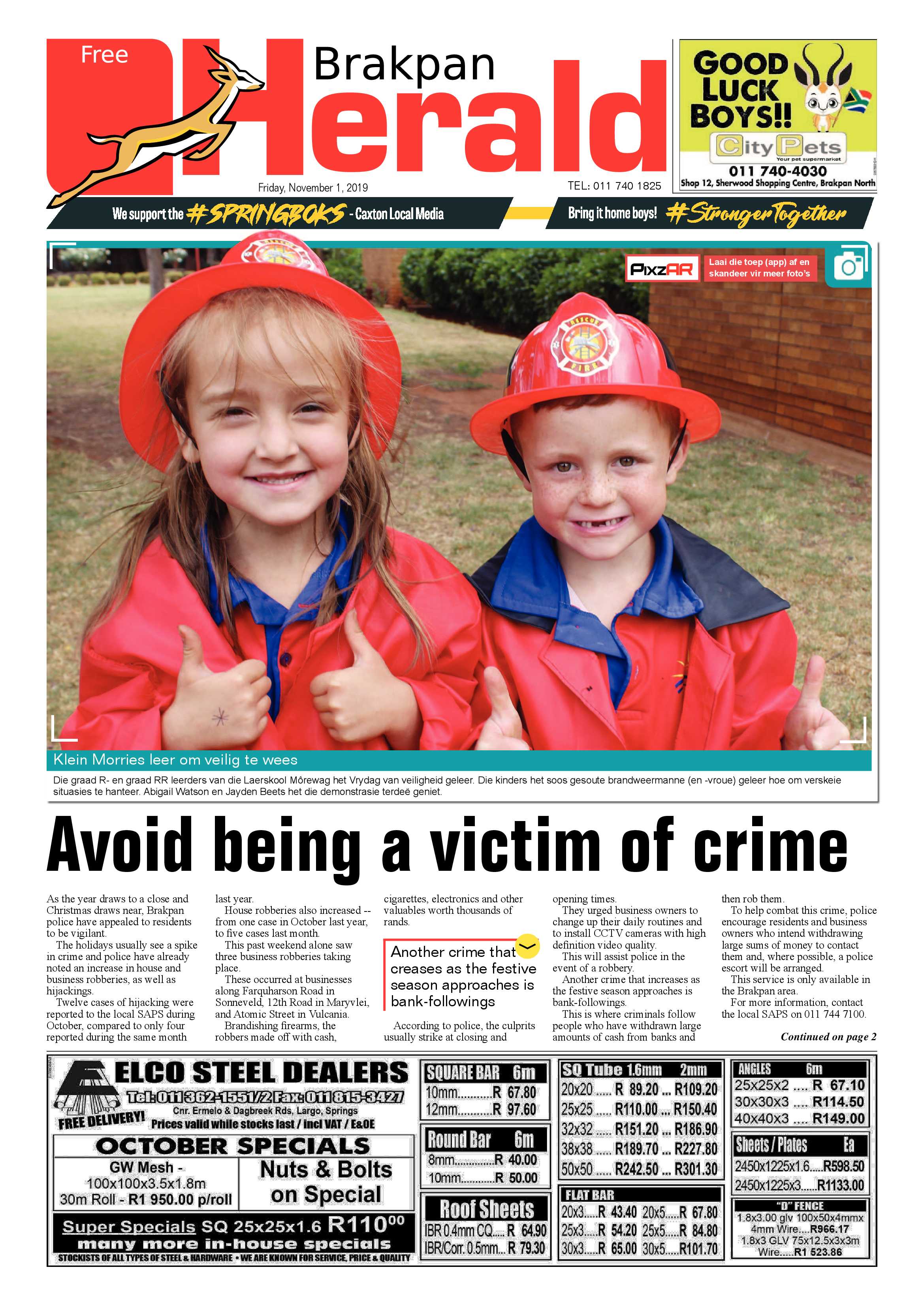 Brakpan Herald 01 November 2019 page 1