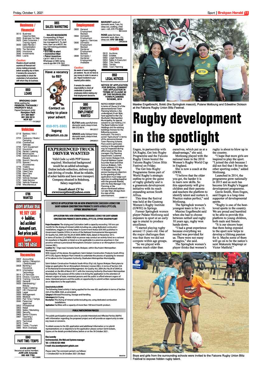 Brakpan Herald 01 October 2021 page 11