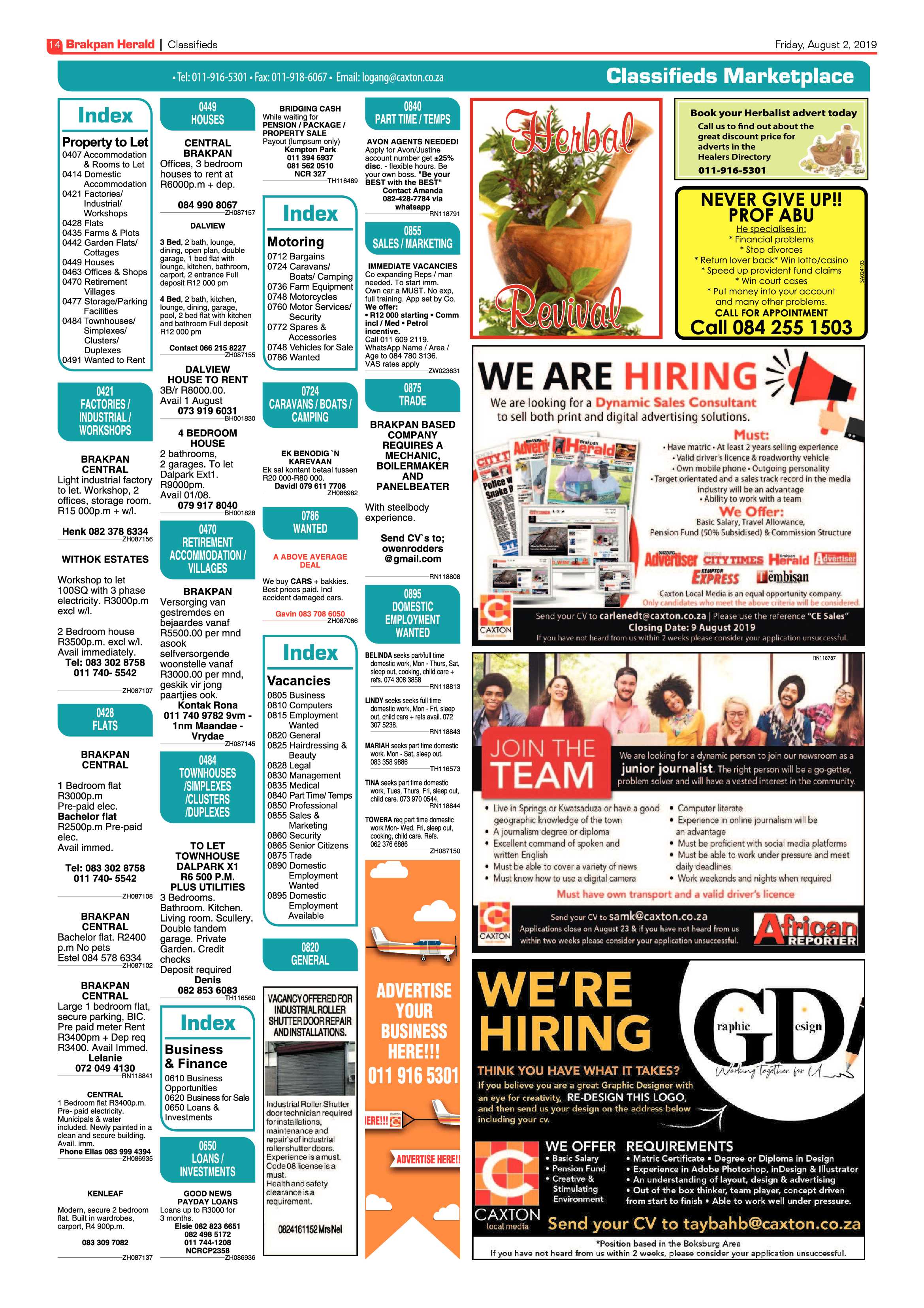 Brakpan Herald 02 August 2019 page 14