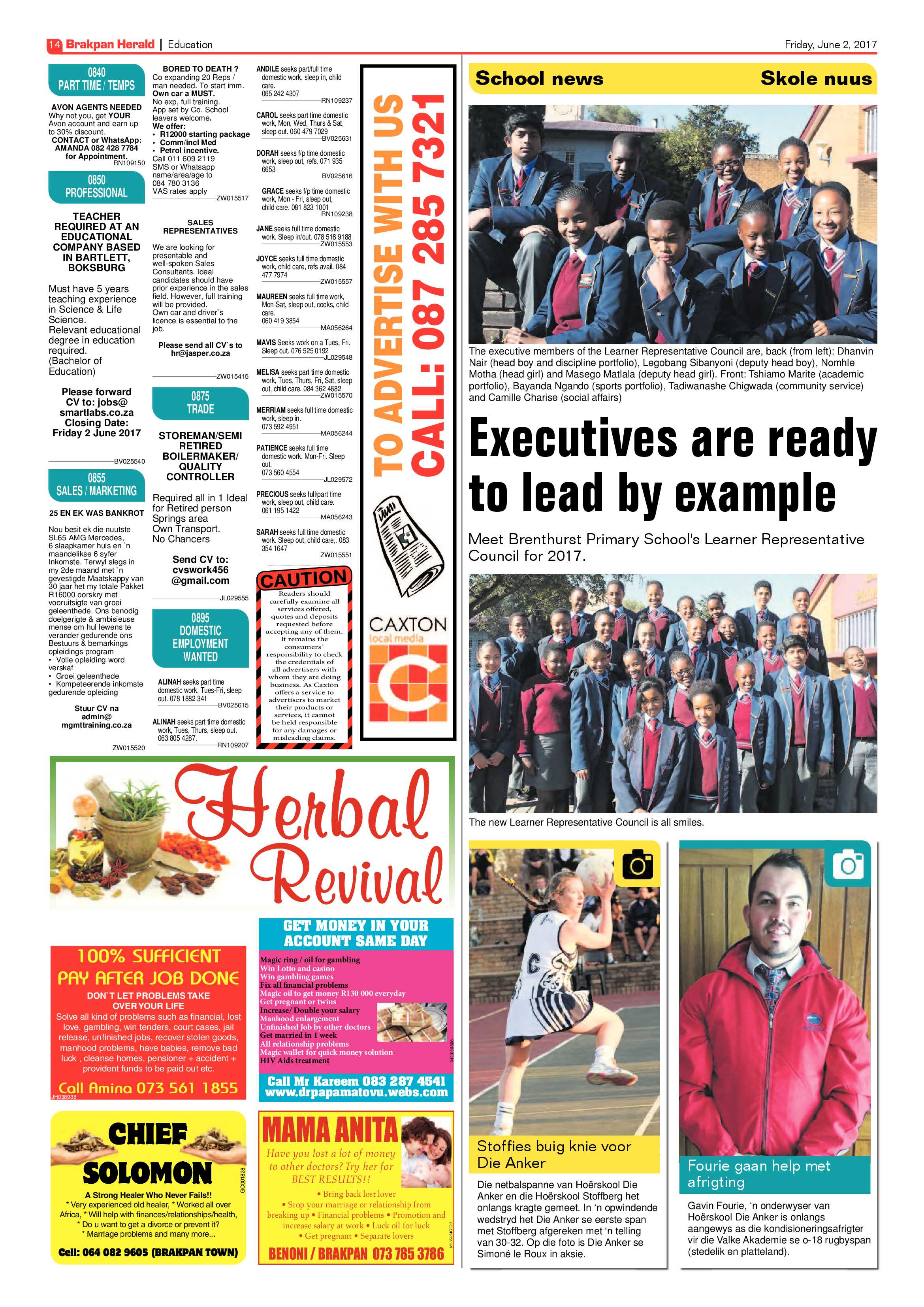 Brakpan Herald 02 June 2017 page 14