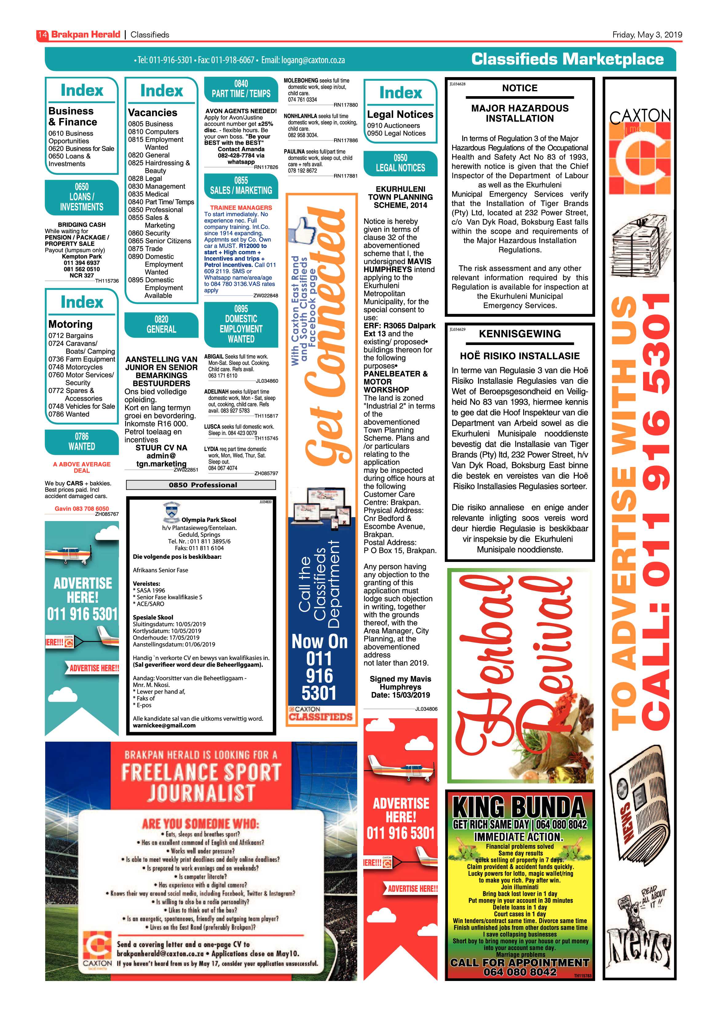 Brakpan Herald 03 May 2019 page 14