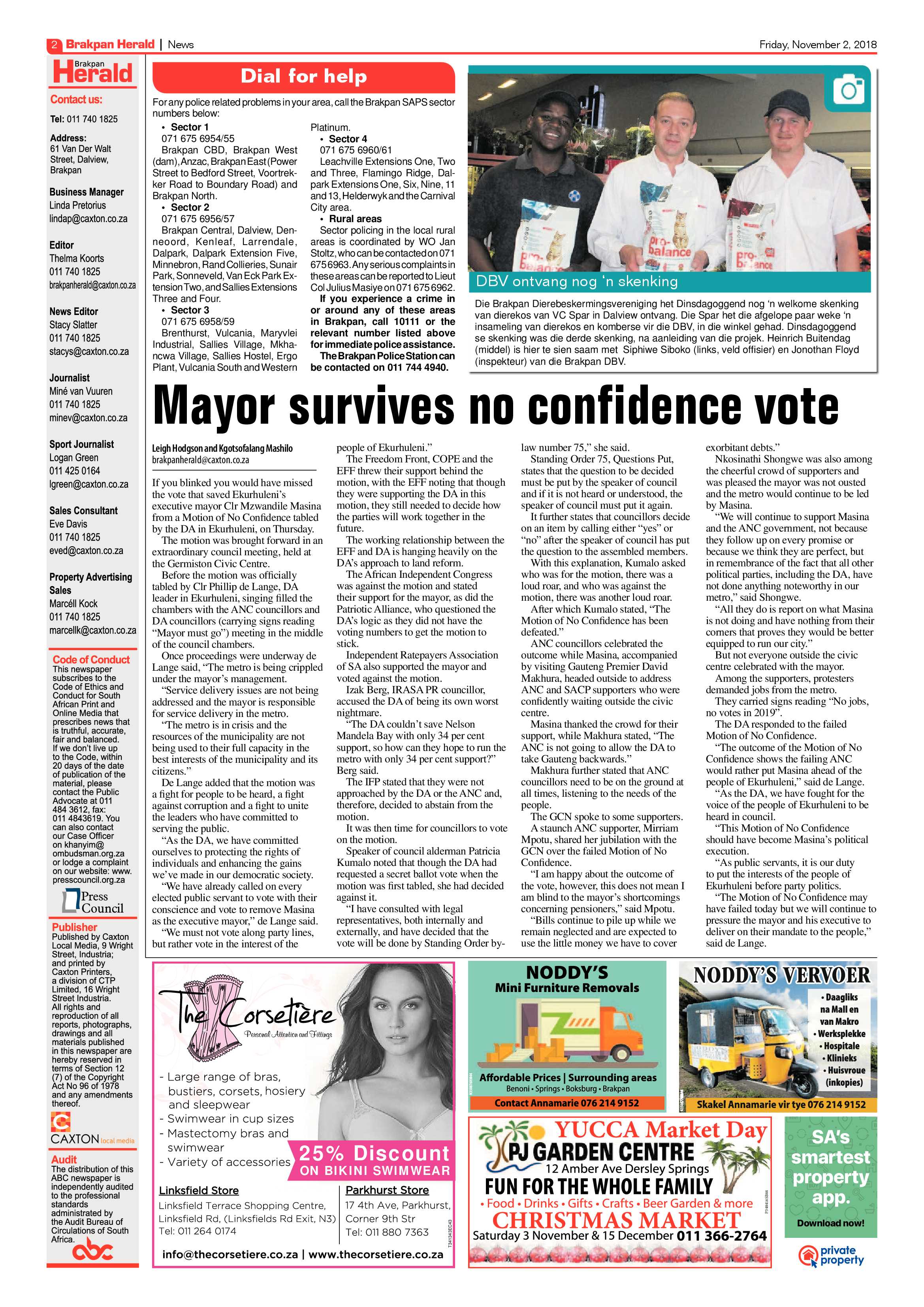 Brakpan Herald 02 November 2018 page 2