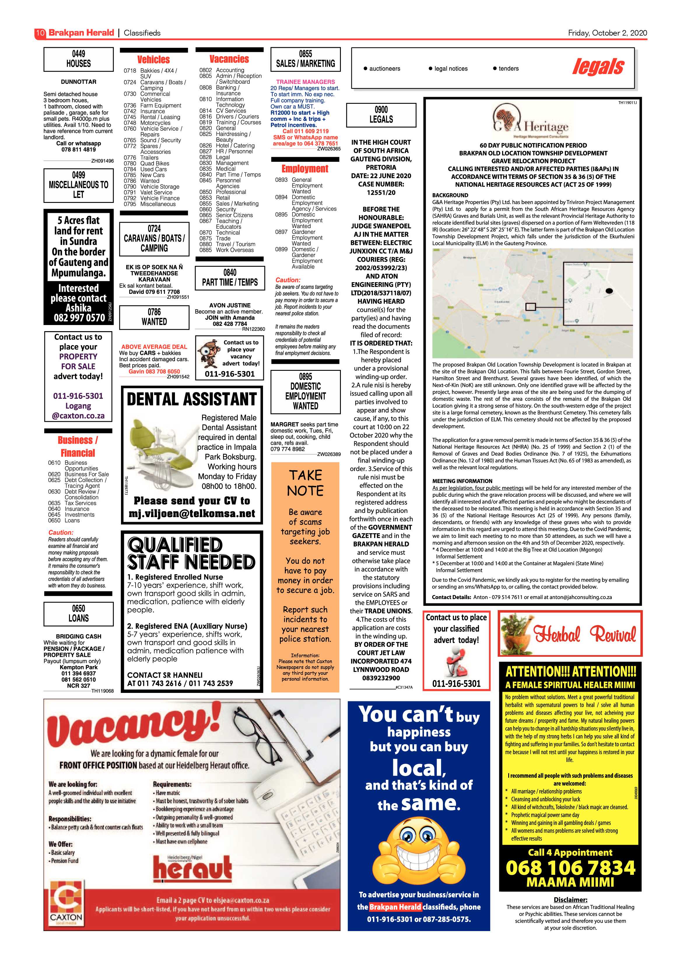 Brakpan Herald 02 October 2020 page 10