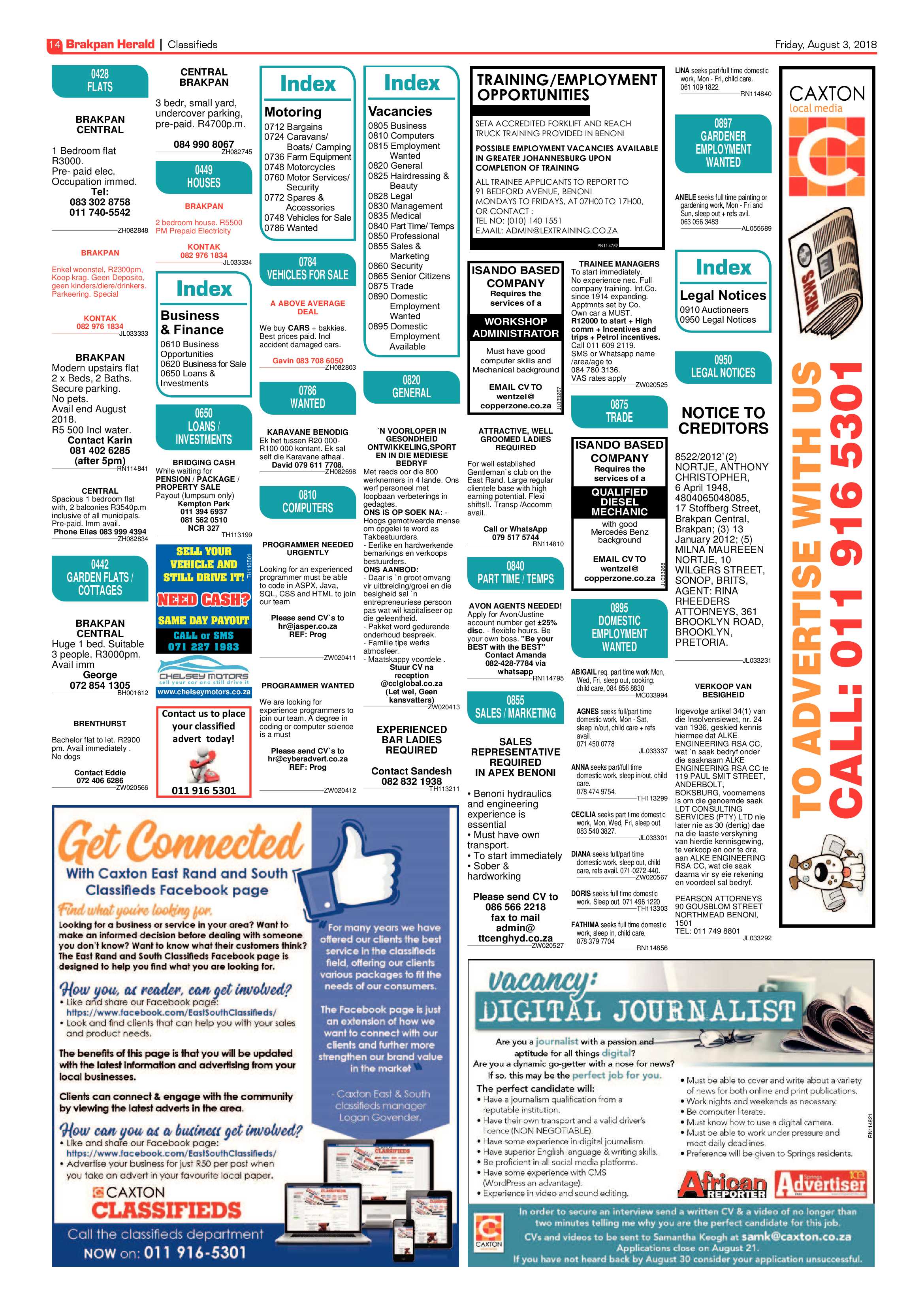 Brakpan Herald 03 August 2018 page 14