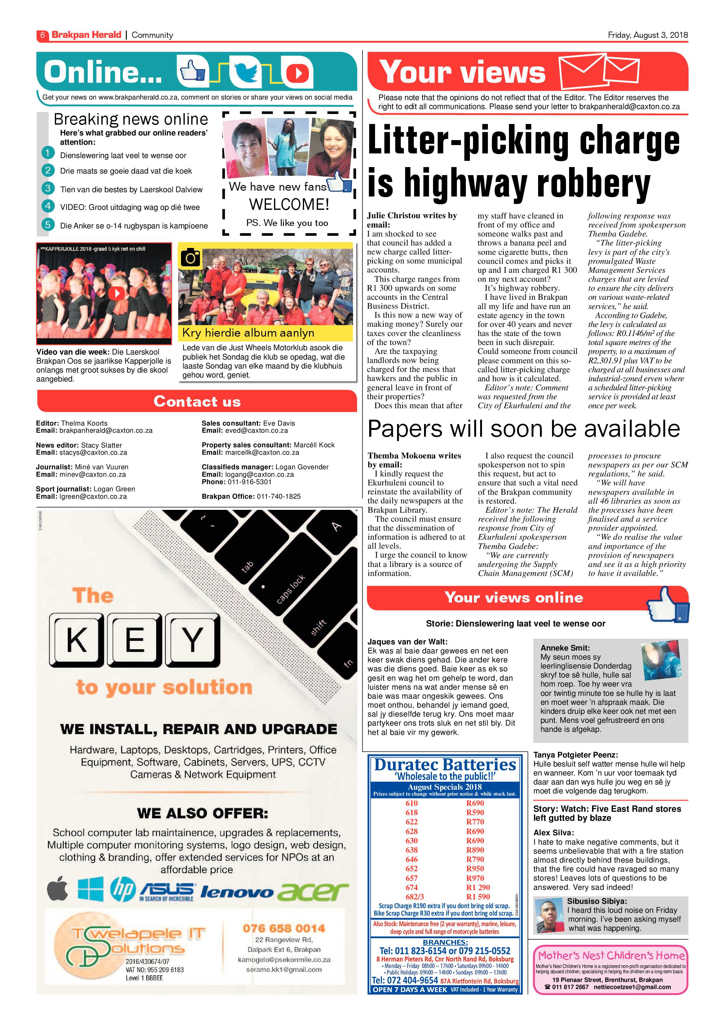 Brakpan Herald 03 August 2018 page 6
