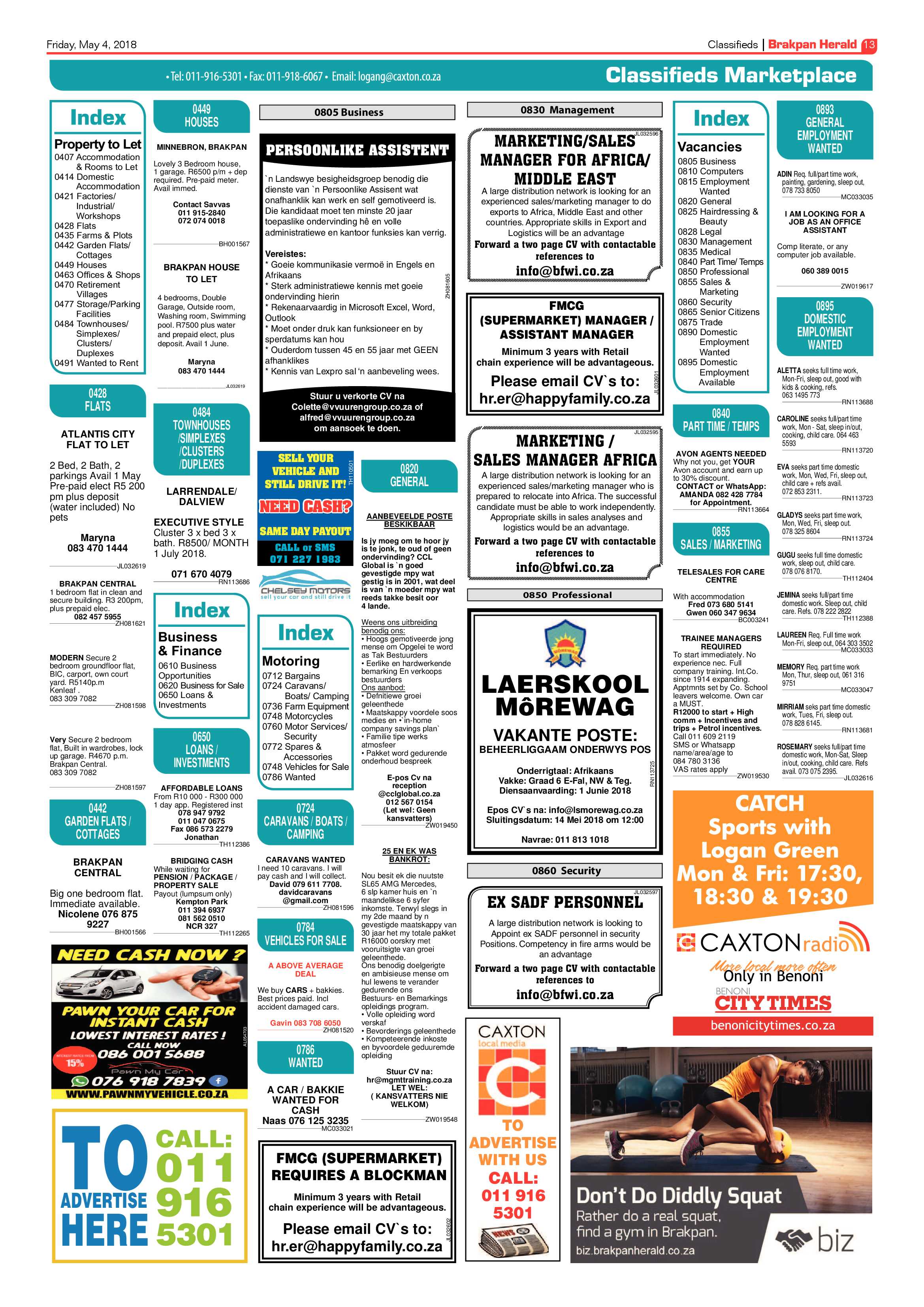 Brakpan Herald 04 May 2018 page 13