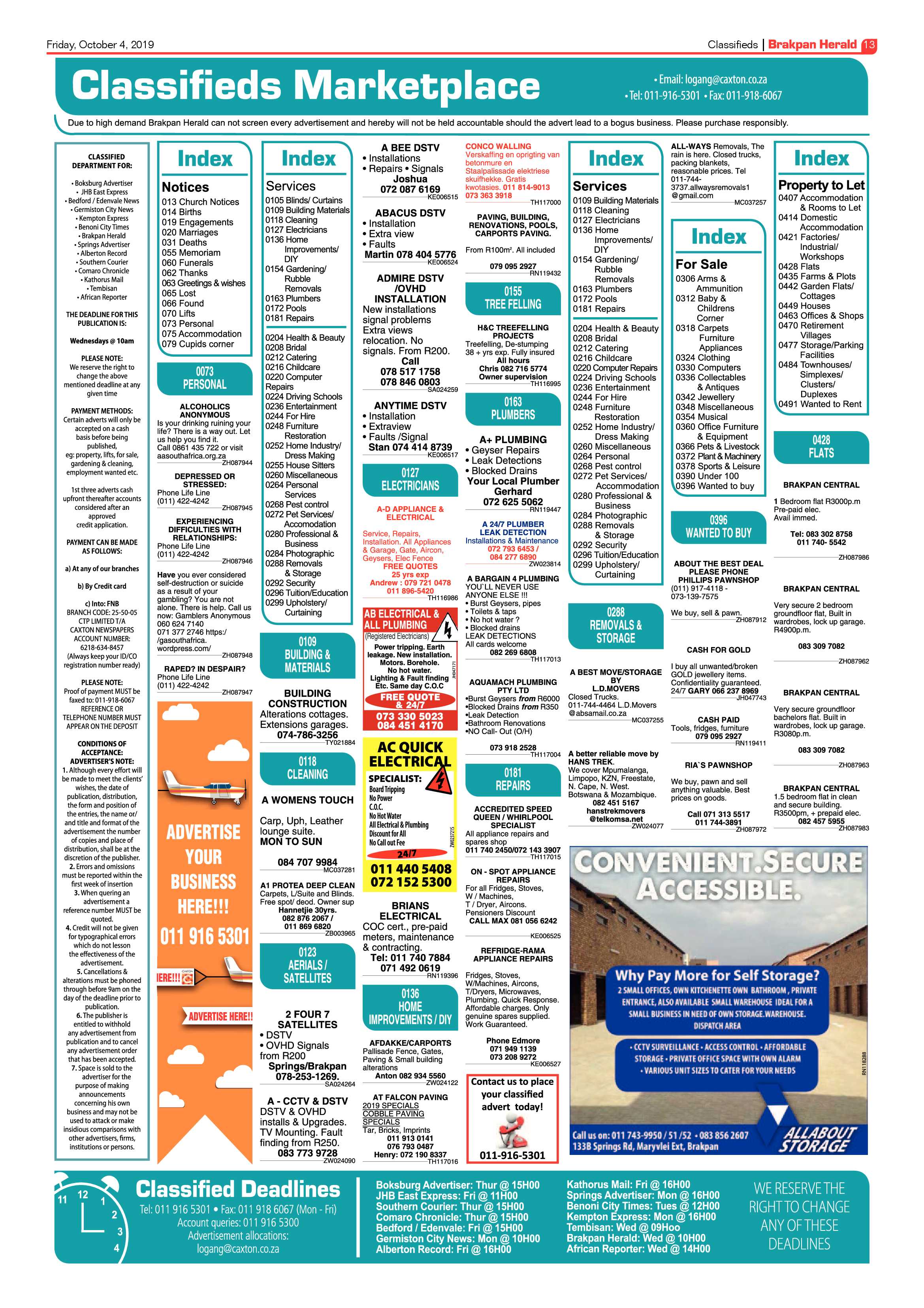 Brakpan Herald 04 October 2019 page 13