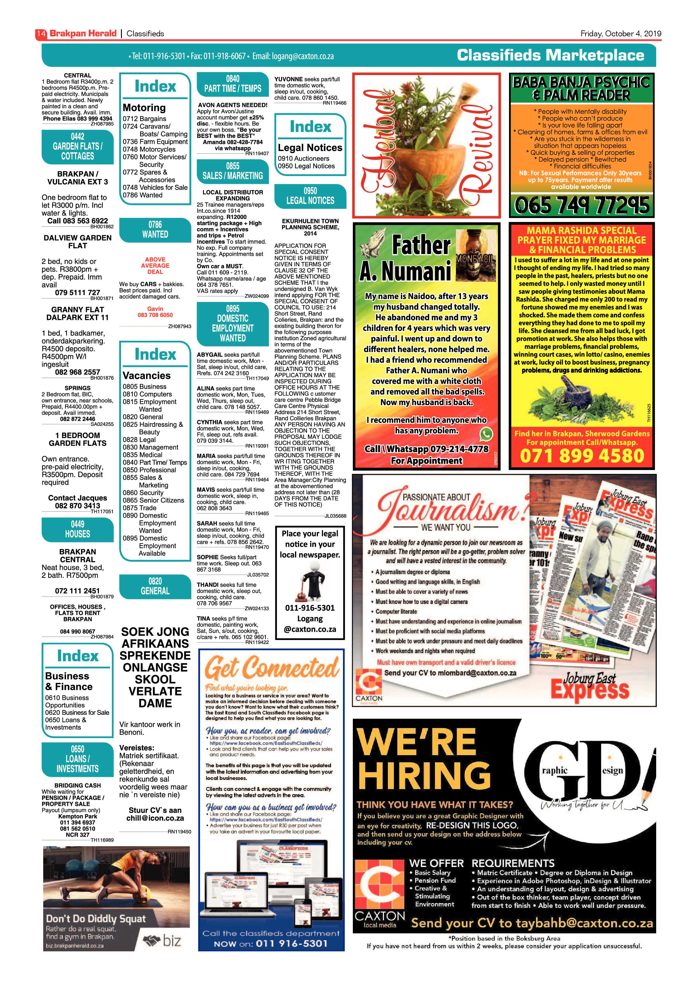 Brakpan Herald 04 October 2019 page 14