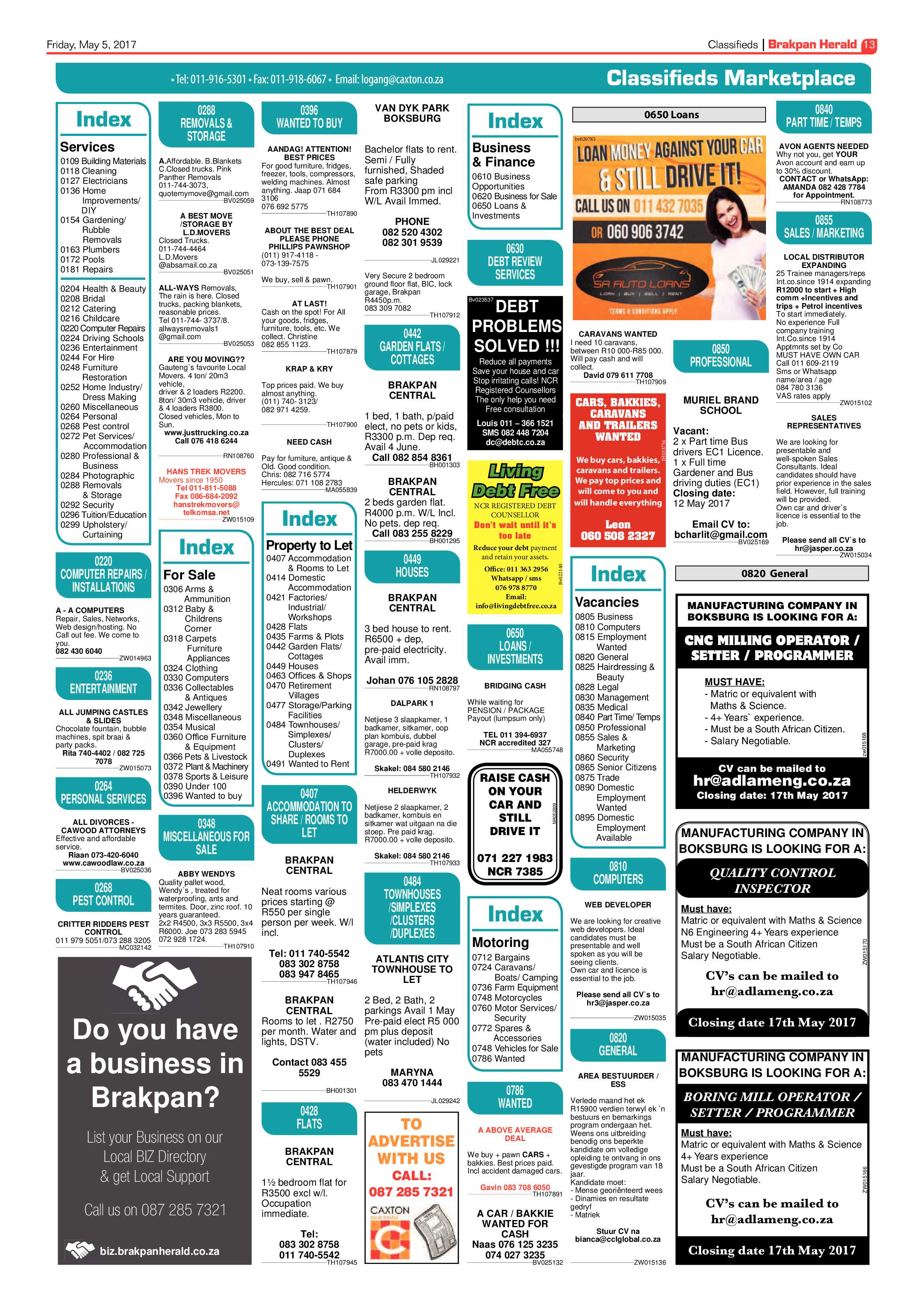 Brakpan Herald 05 May 2017 page 13