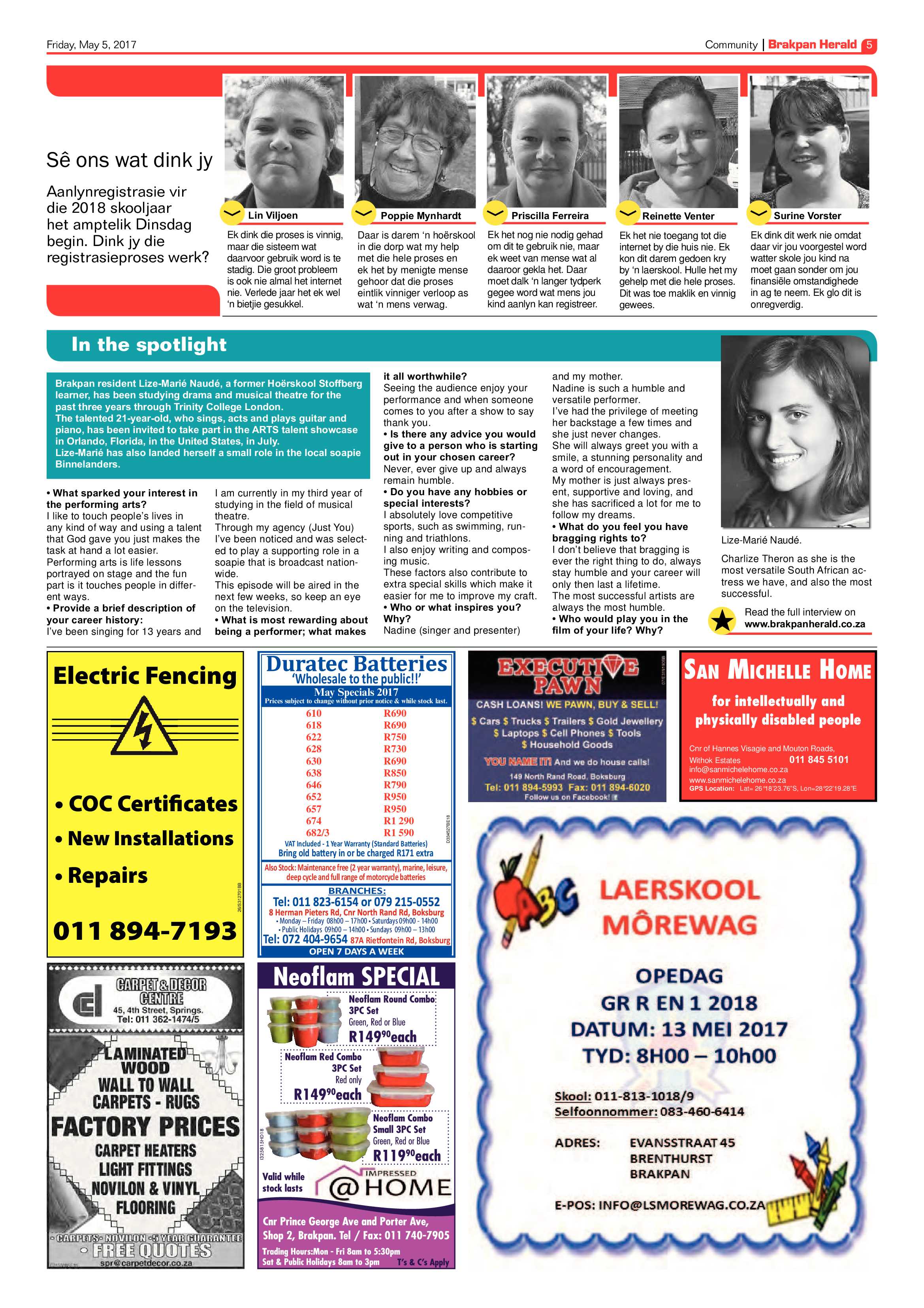 Brakpan Herald 05 May 2017 page 5