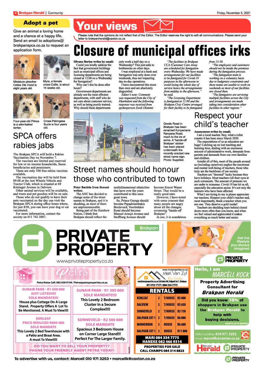 Brakpan Herald 05 November 2021 page 4