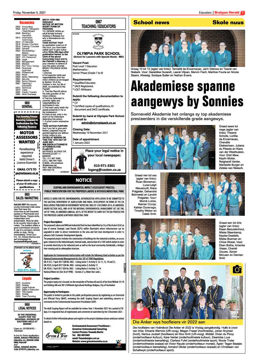 Brakpan Herald 05 November 2021 page 7