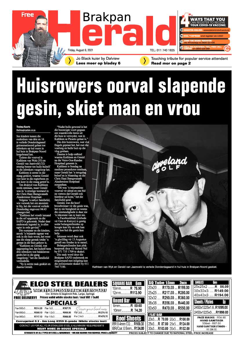 Brakpan Herald 06 August 2021 page 1