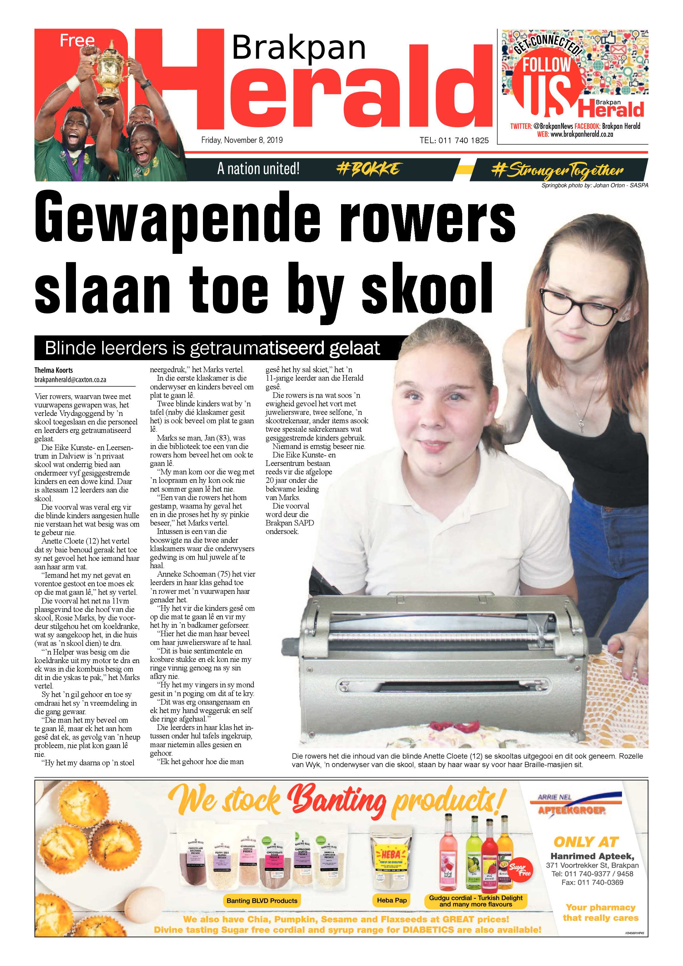 Brakpan Herald 08 November 2019 page 1