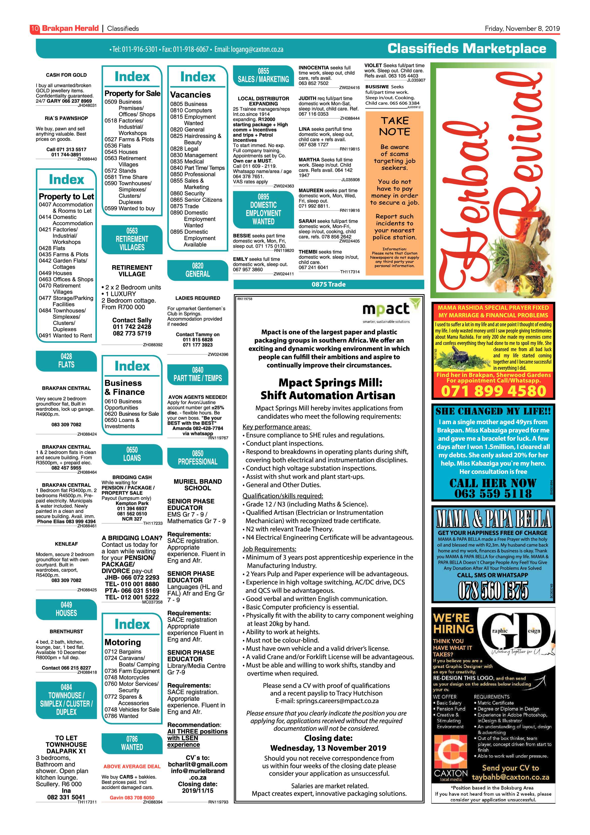 Brakpan Herald 08 November 2019 page 10