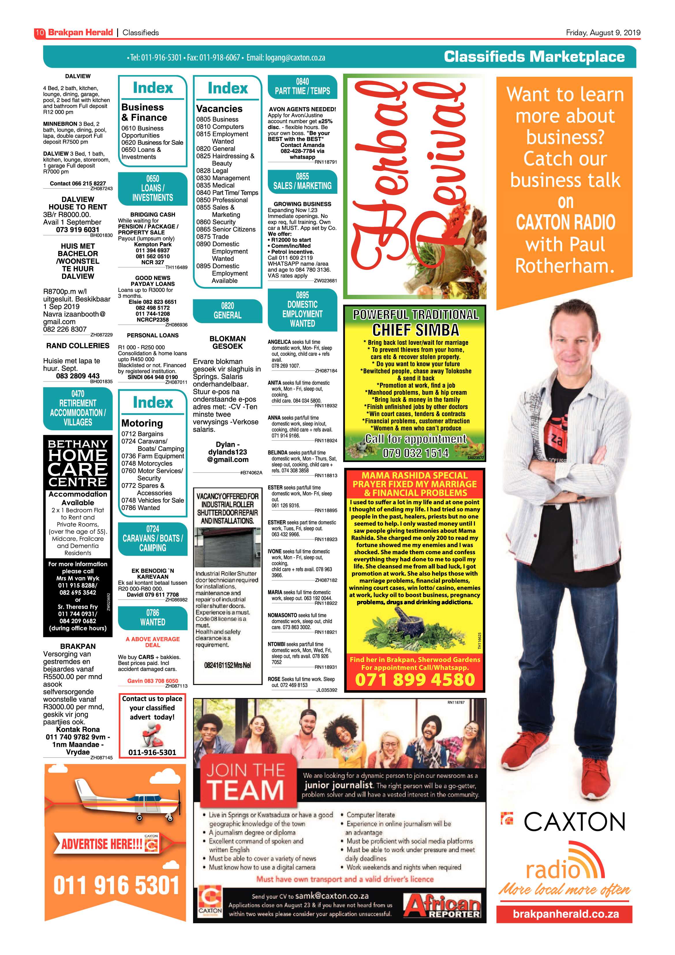 Brakpan Herald 09 August 2019 page 10