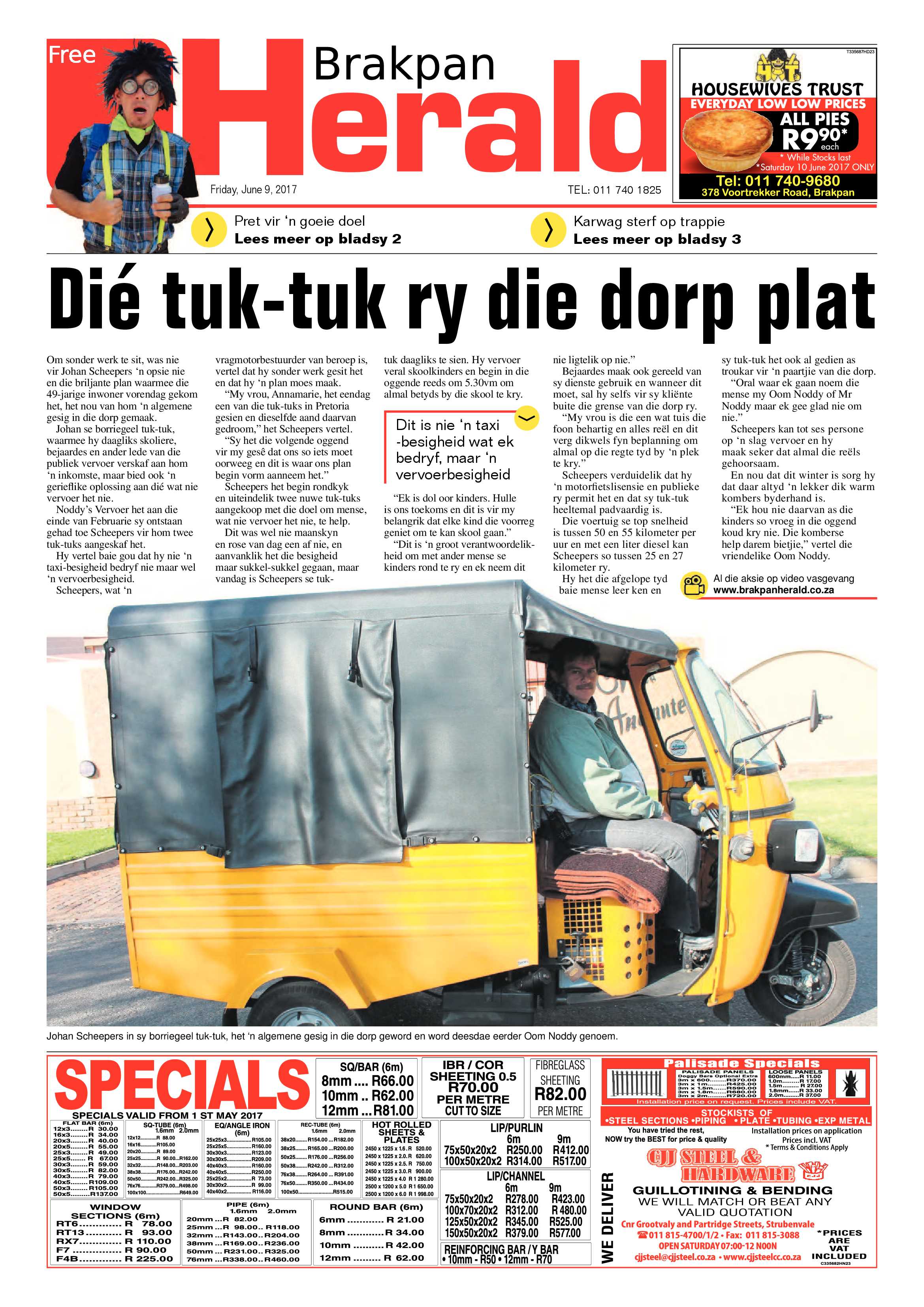 Brakpan Herald 09 June 2017 page 1