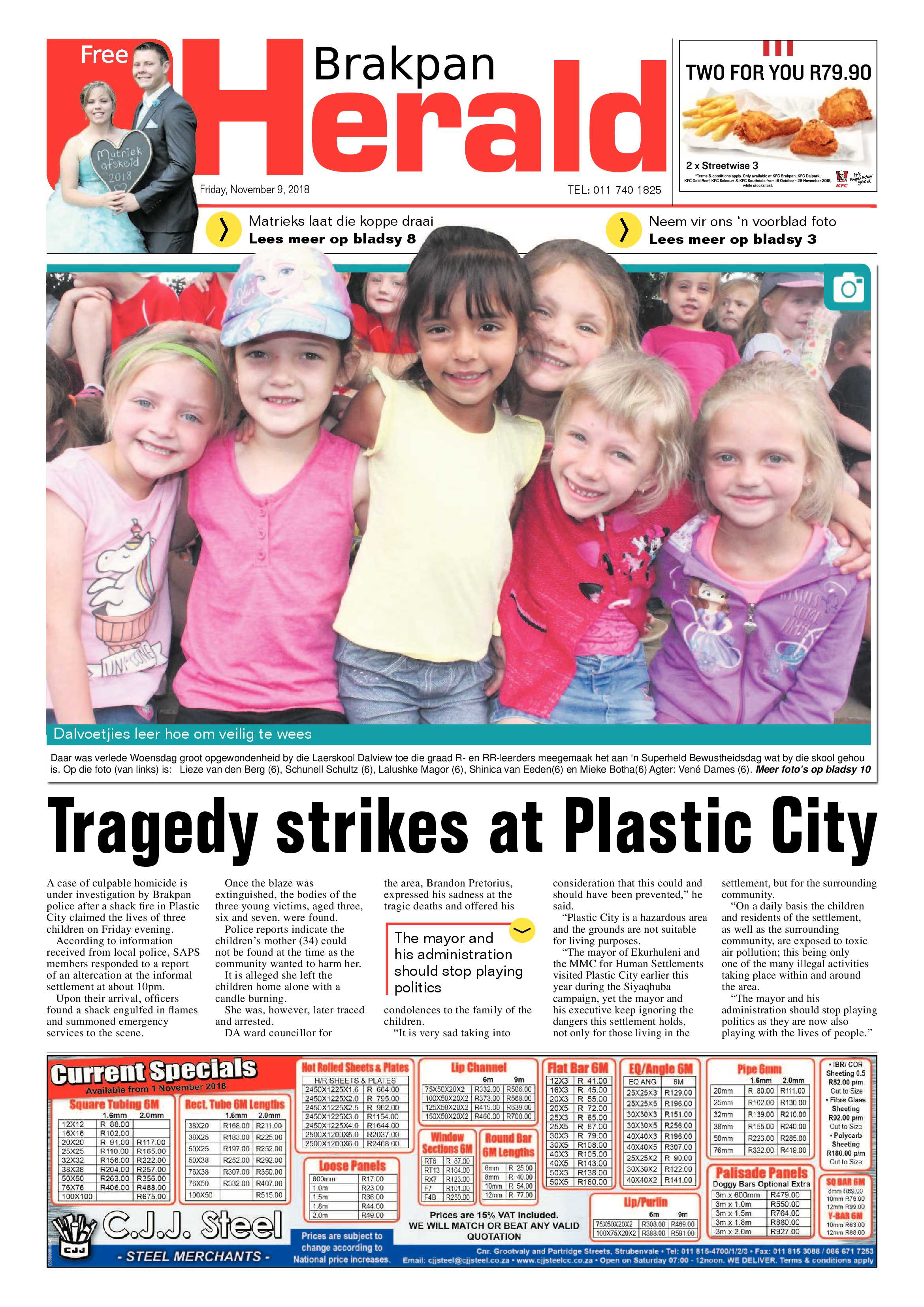 Brakpan Herald 09 November 2018 page 1