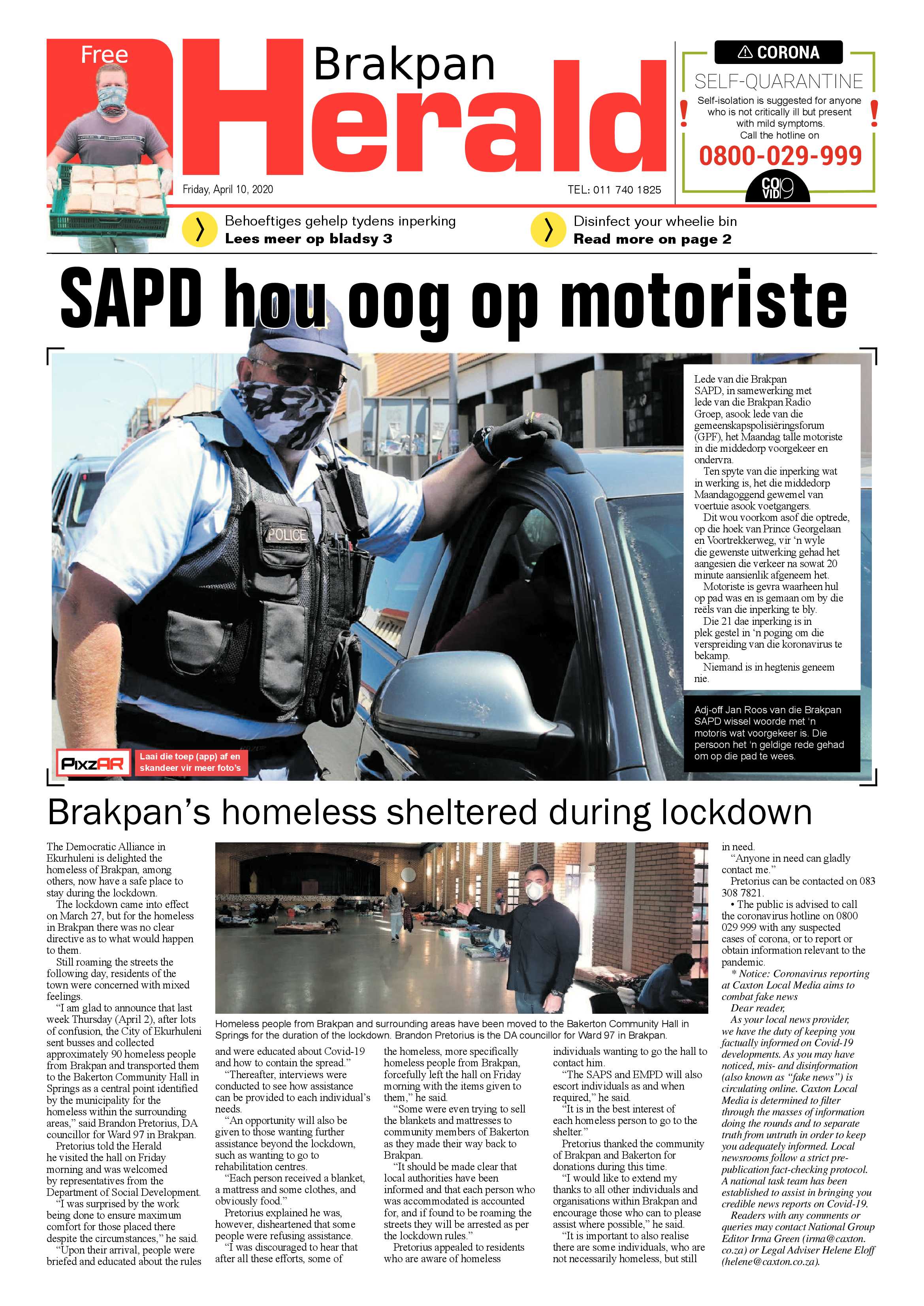 Brakpan Herald 10 April 2020 page 1