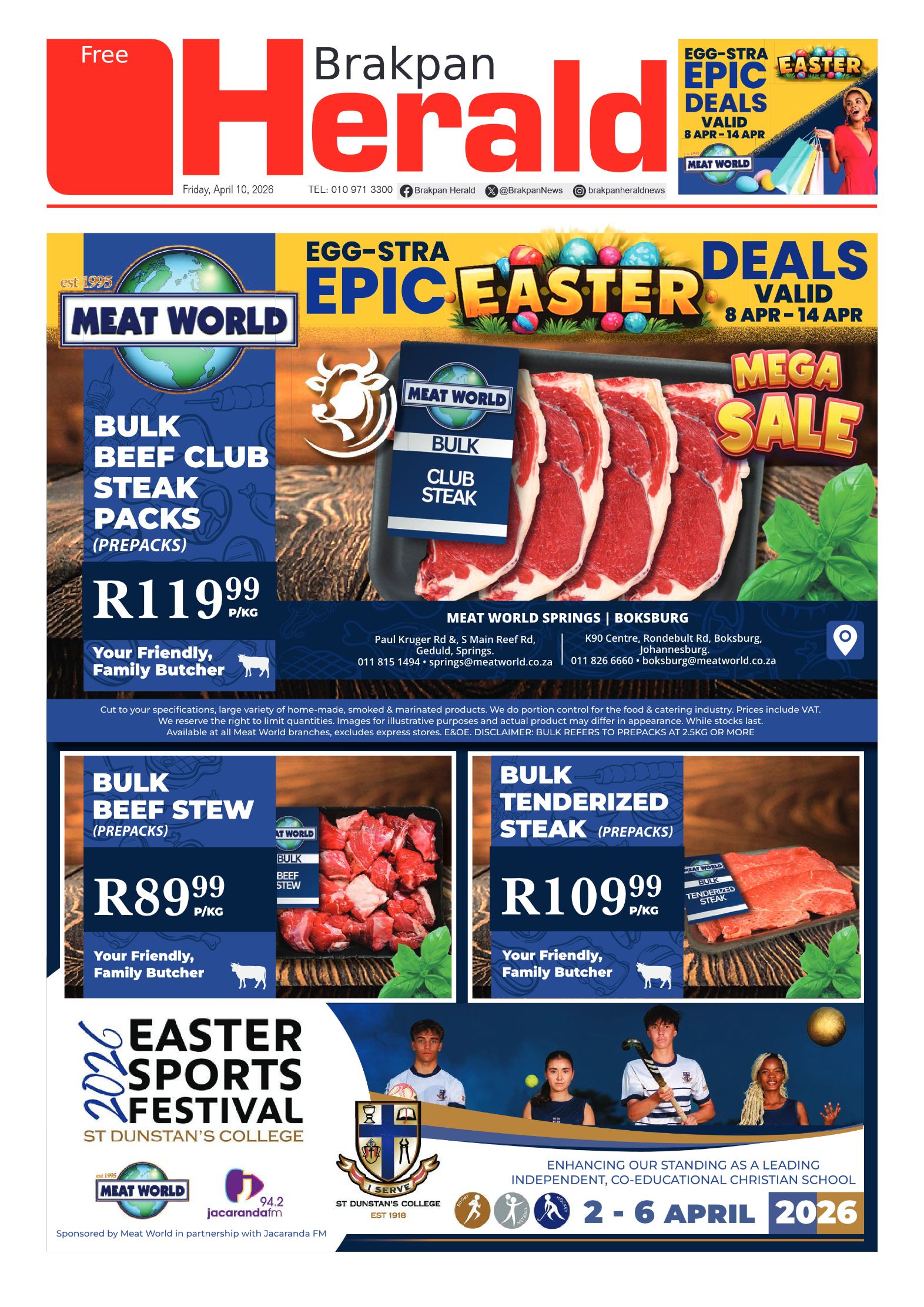 Brakpan Herald 10 April 2026 page 1