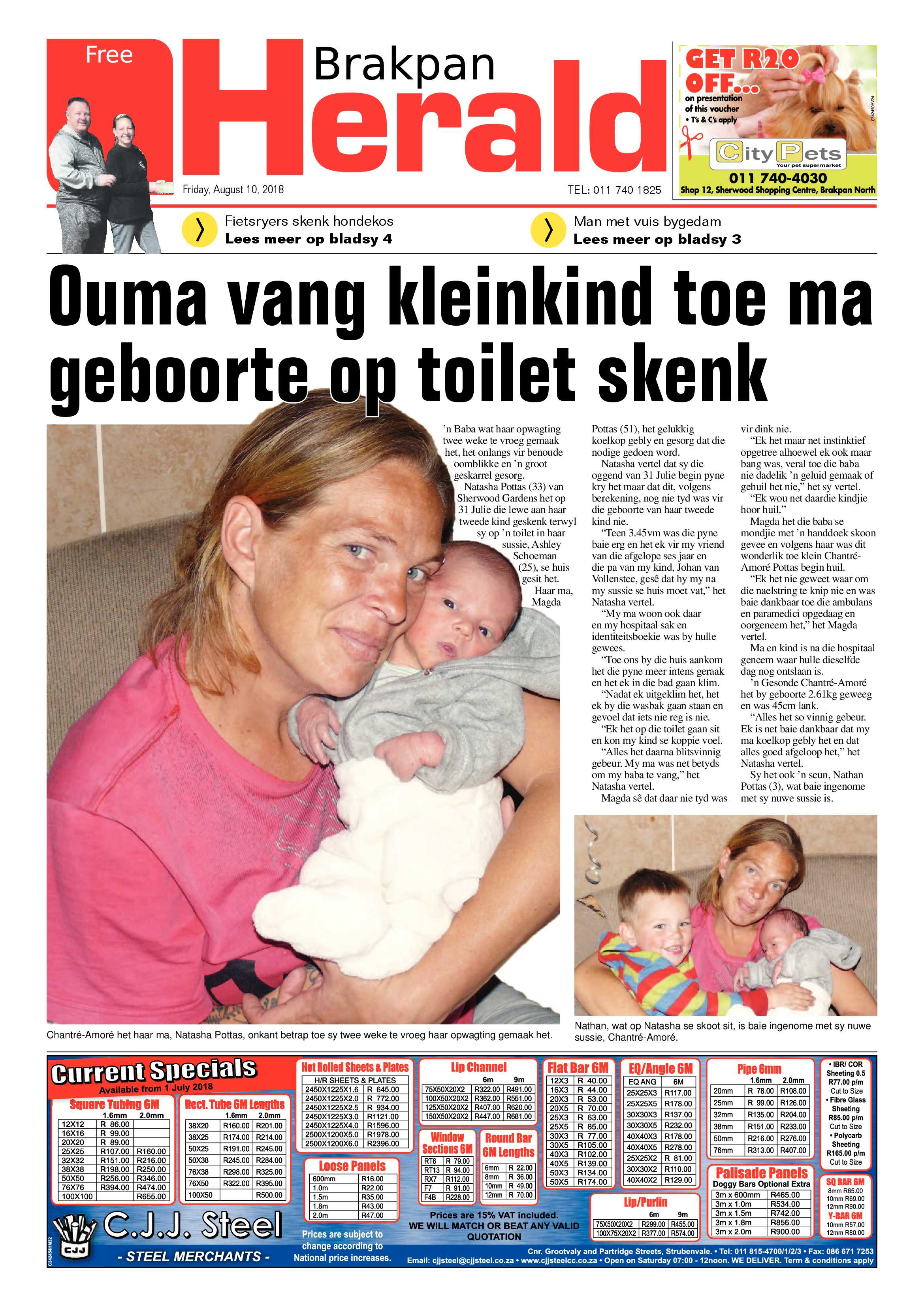 Brakpan Herald 10 August 2018 page 1