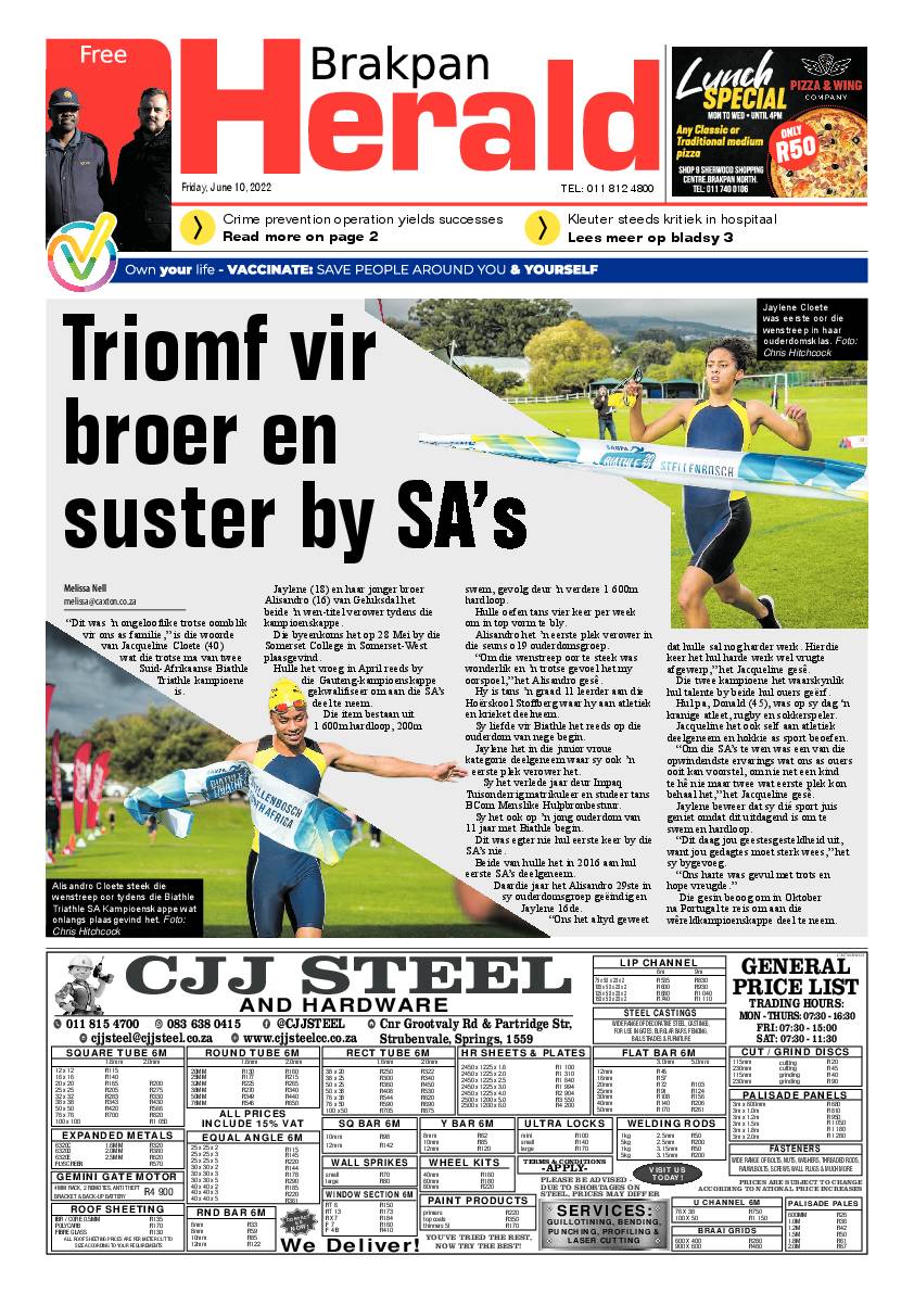 Brakpan Herald 10 June 2022 page 1
