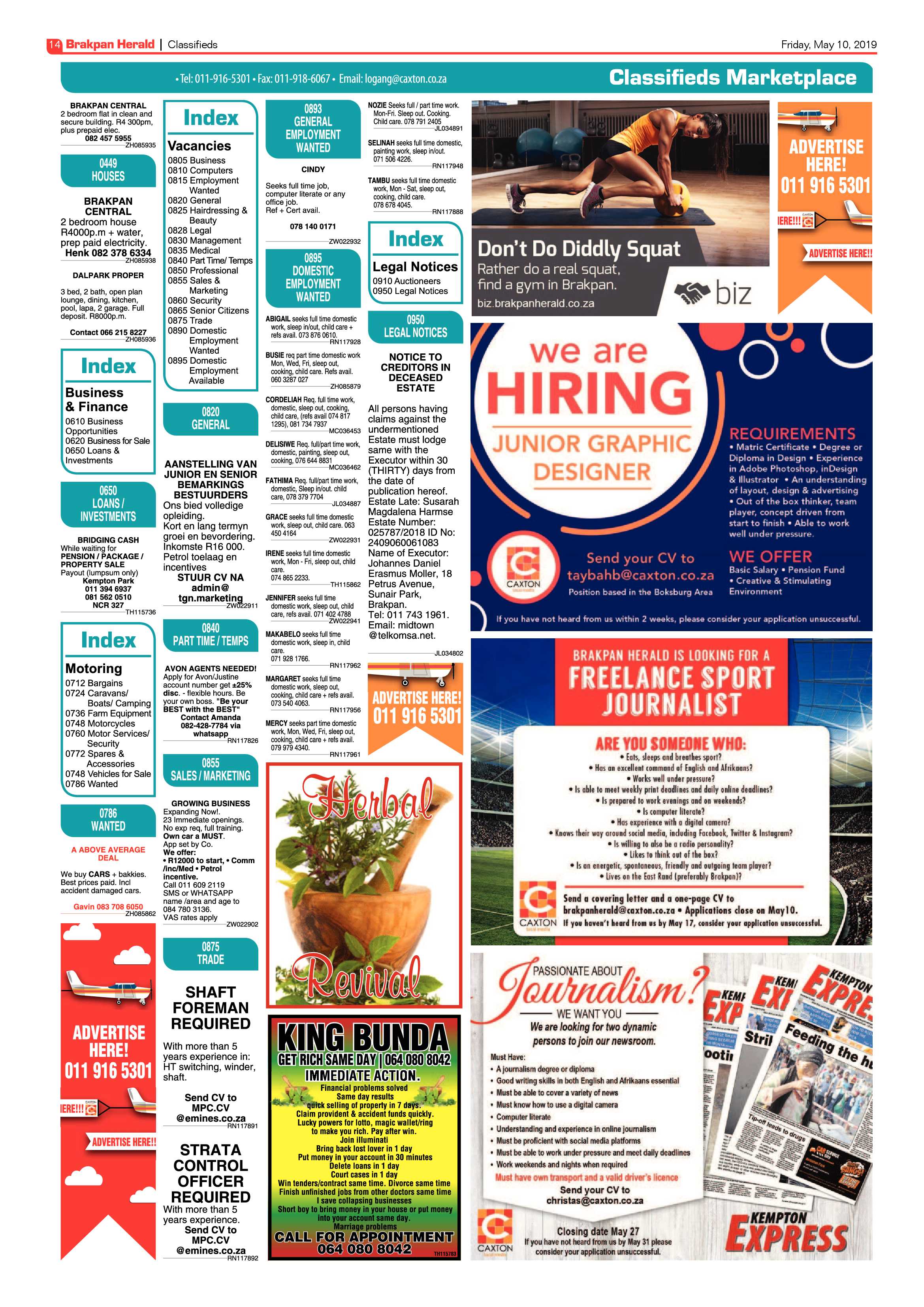 Brakpan Herald 10 May 2019 page 14