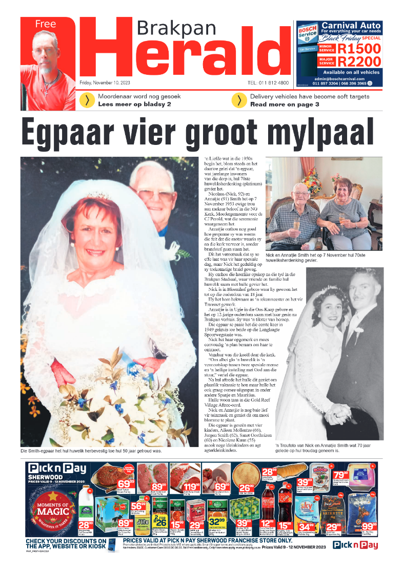Brakpan Herald 10 November 2023 page 1