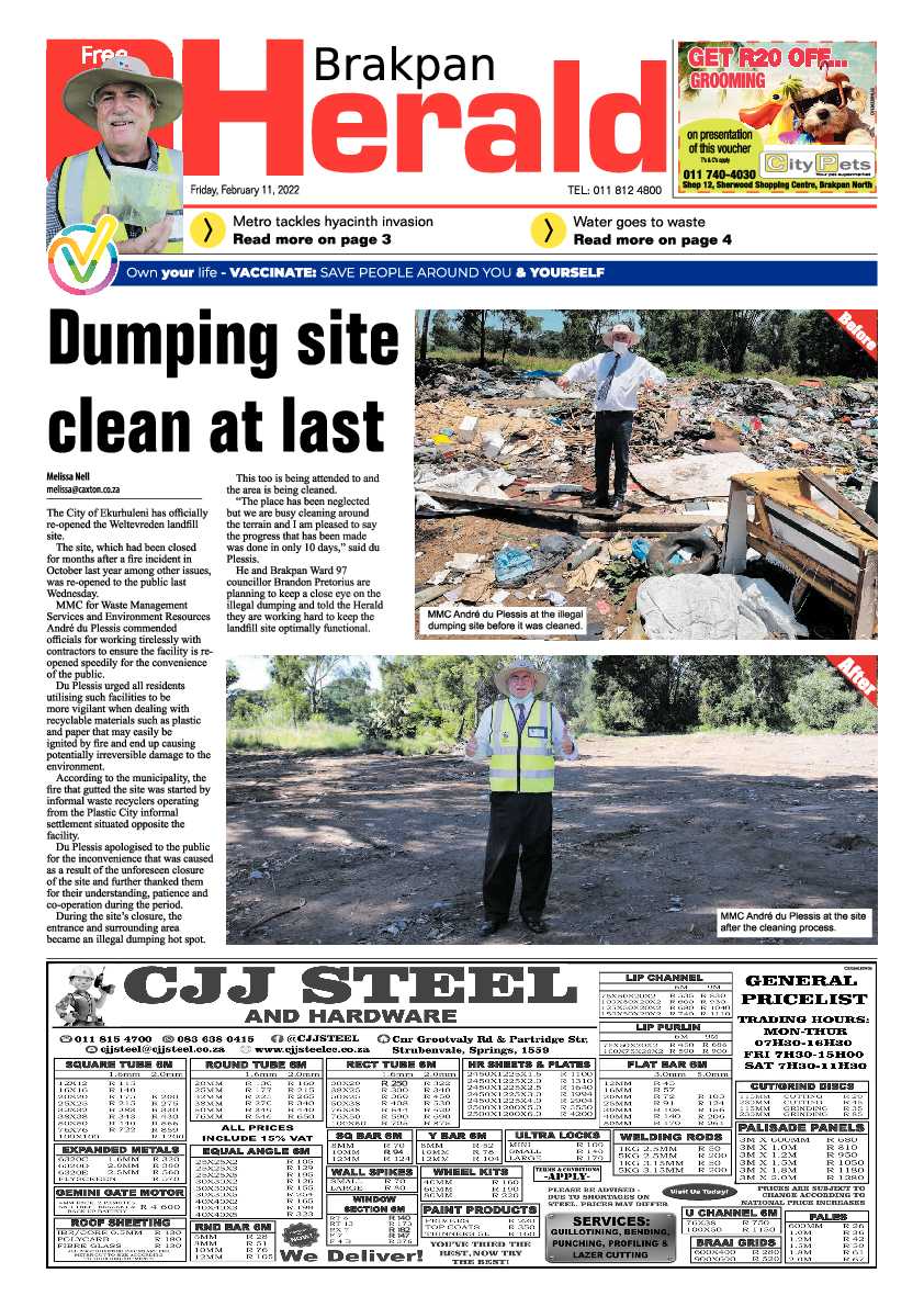 Brakpan Herald 11 February 2022 page 1