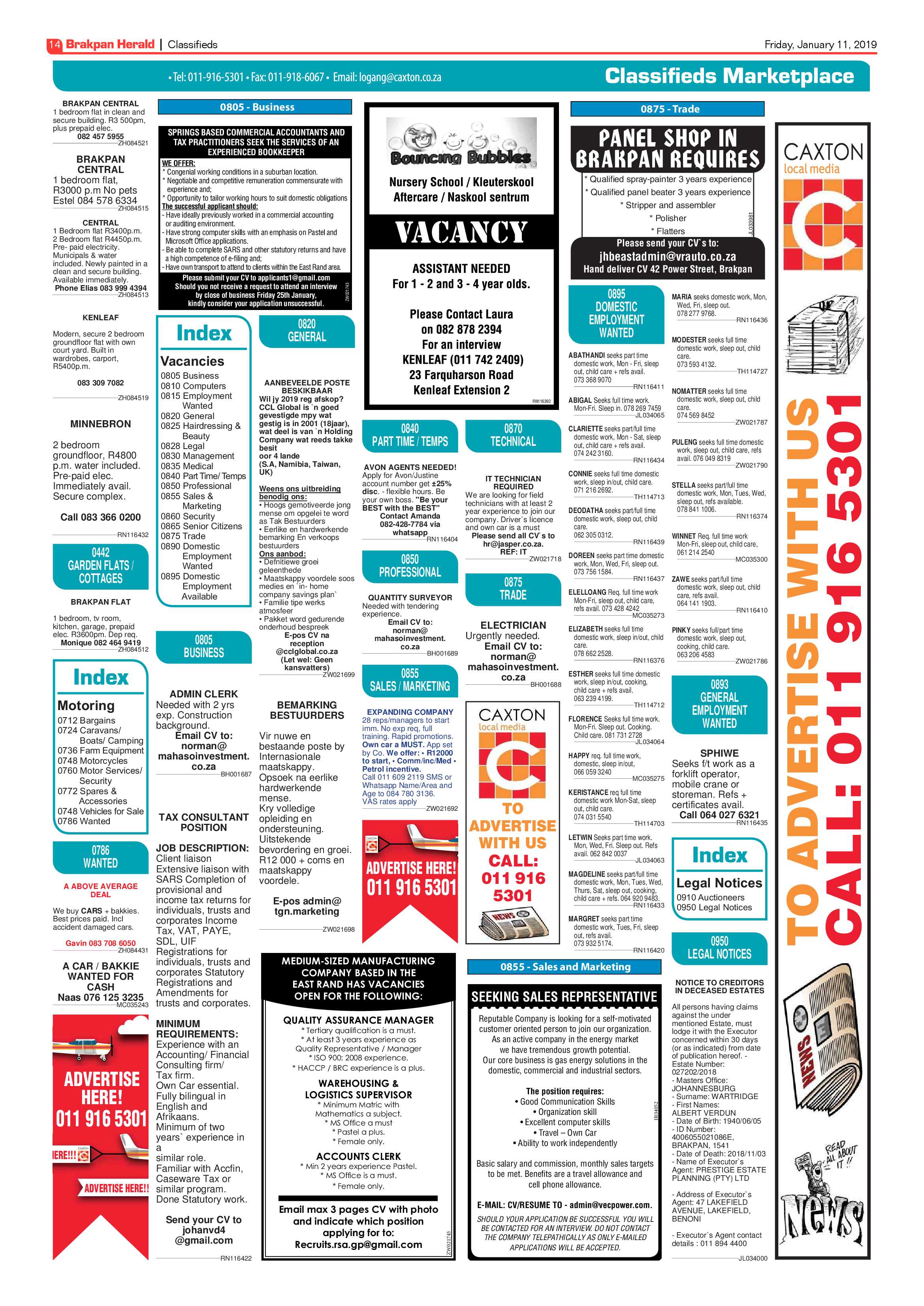 Brakpan Herald 11 January 2019 page 14