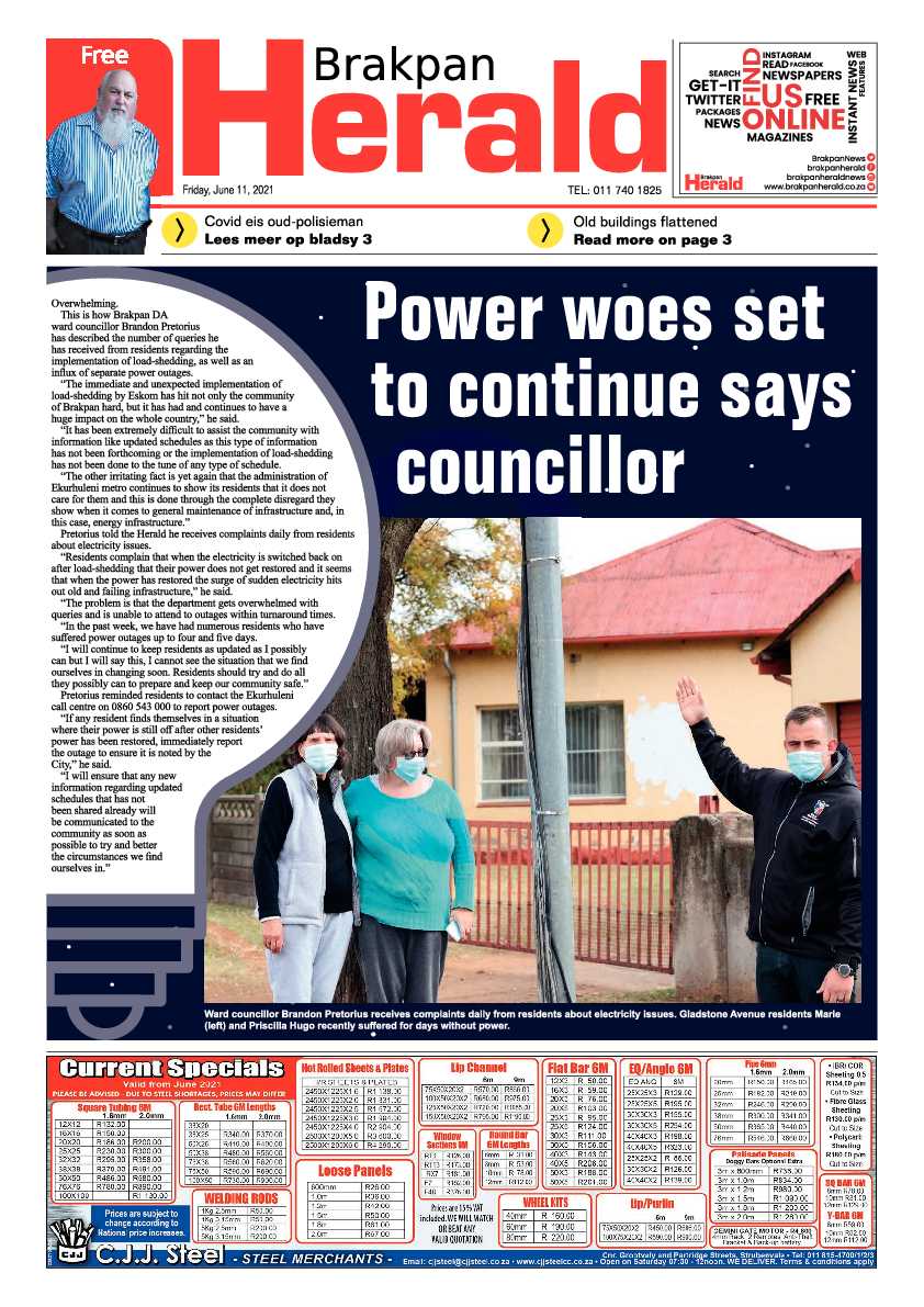 Brakpan Herald 11 June 2021 page 1