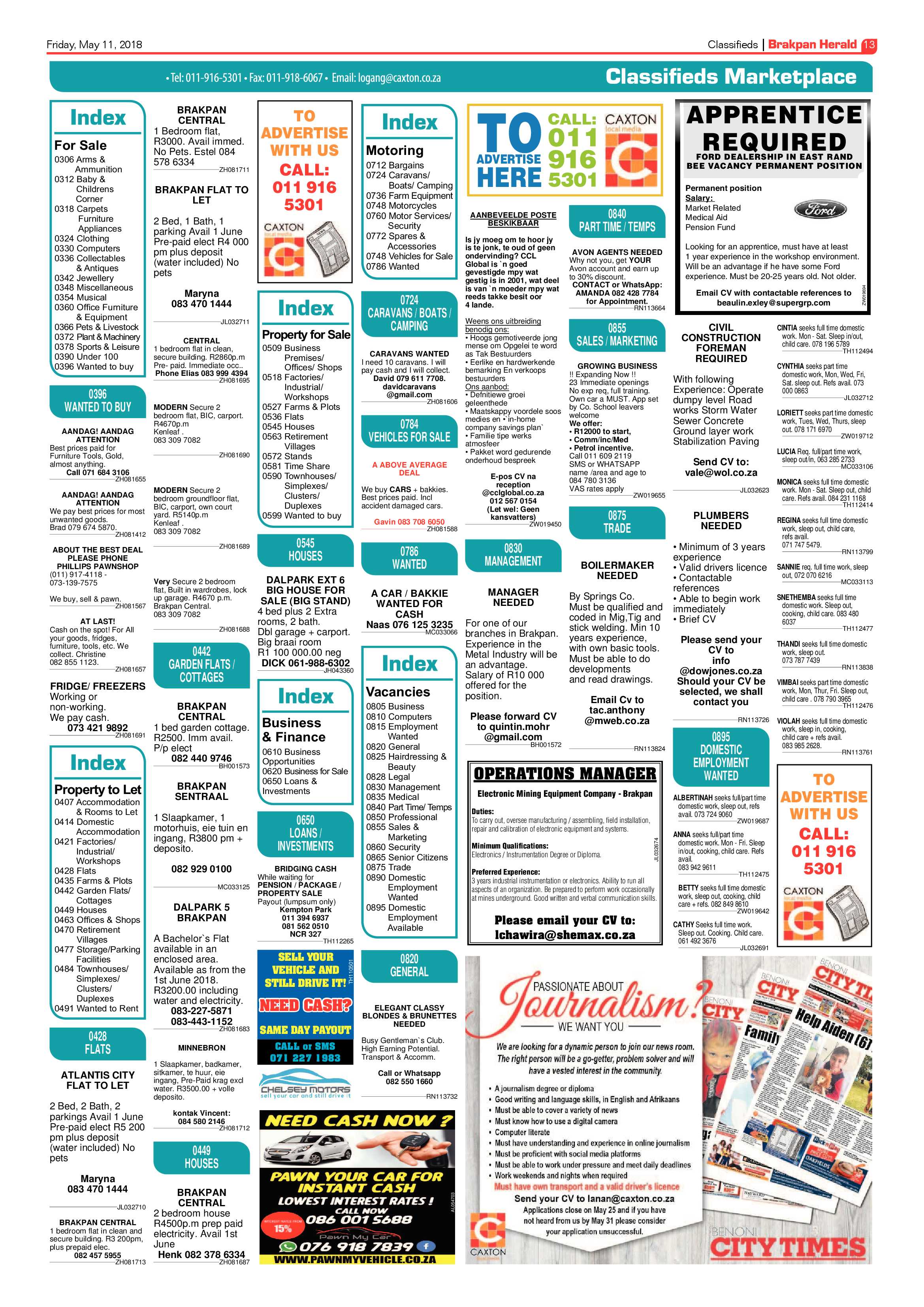 Brakpan Herald 11 May 2018 page 13