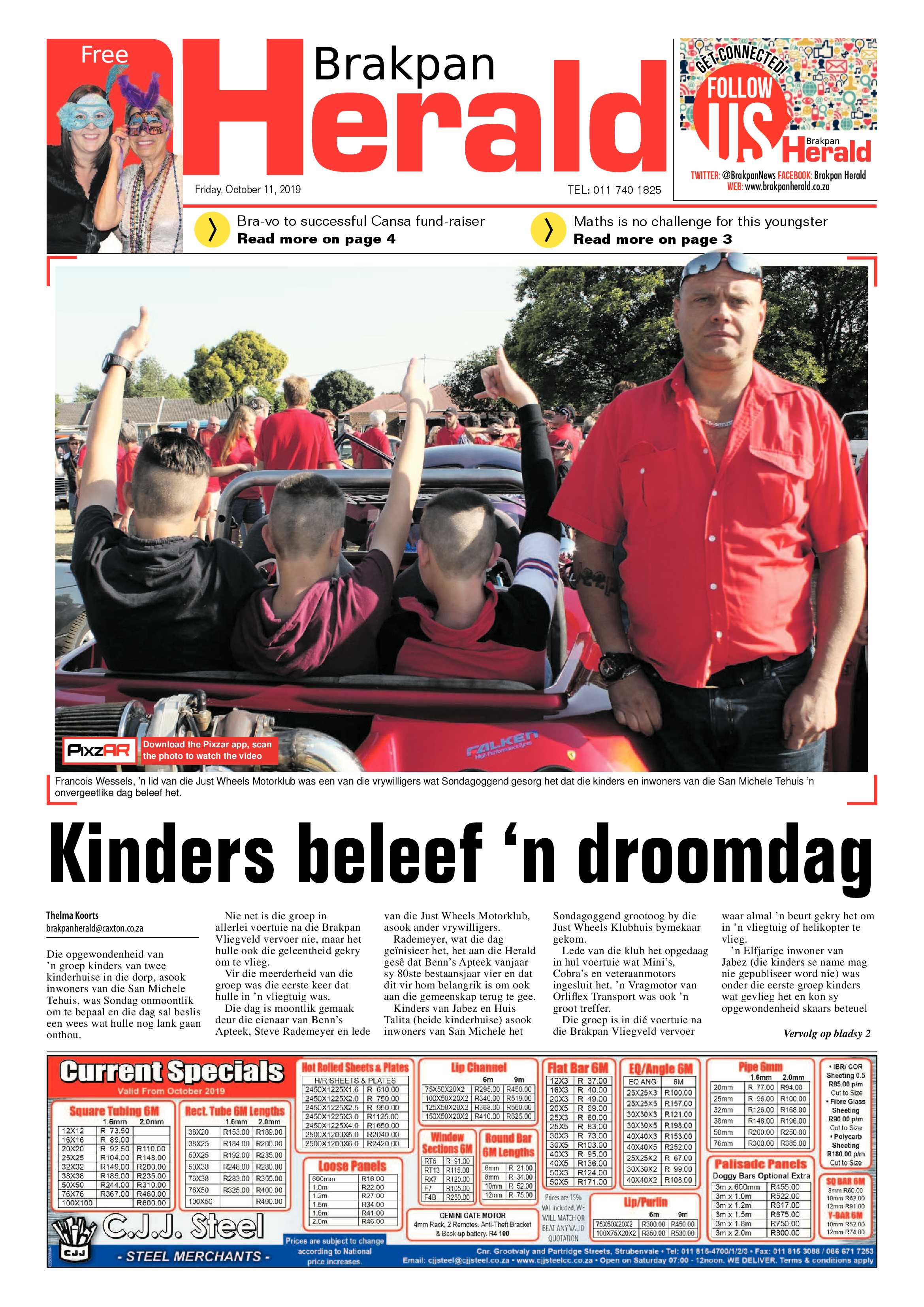 Brakpan Herald 11 October 2019 page 1