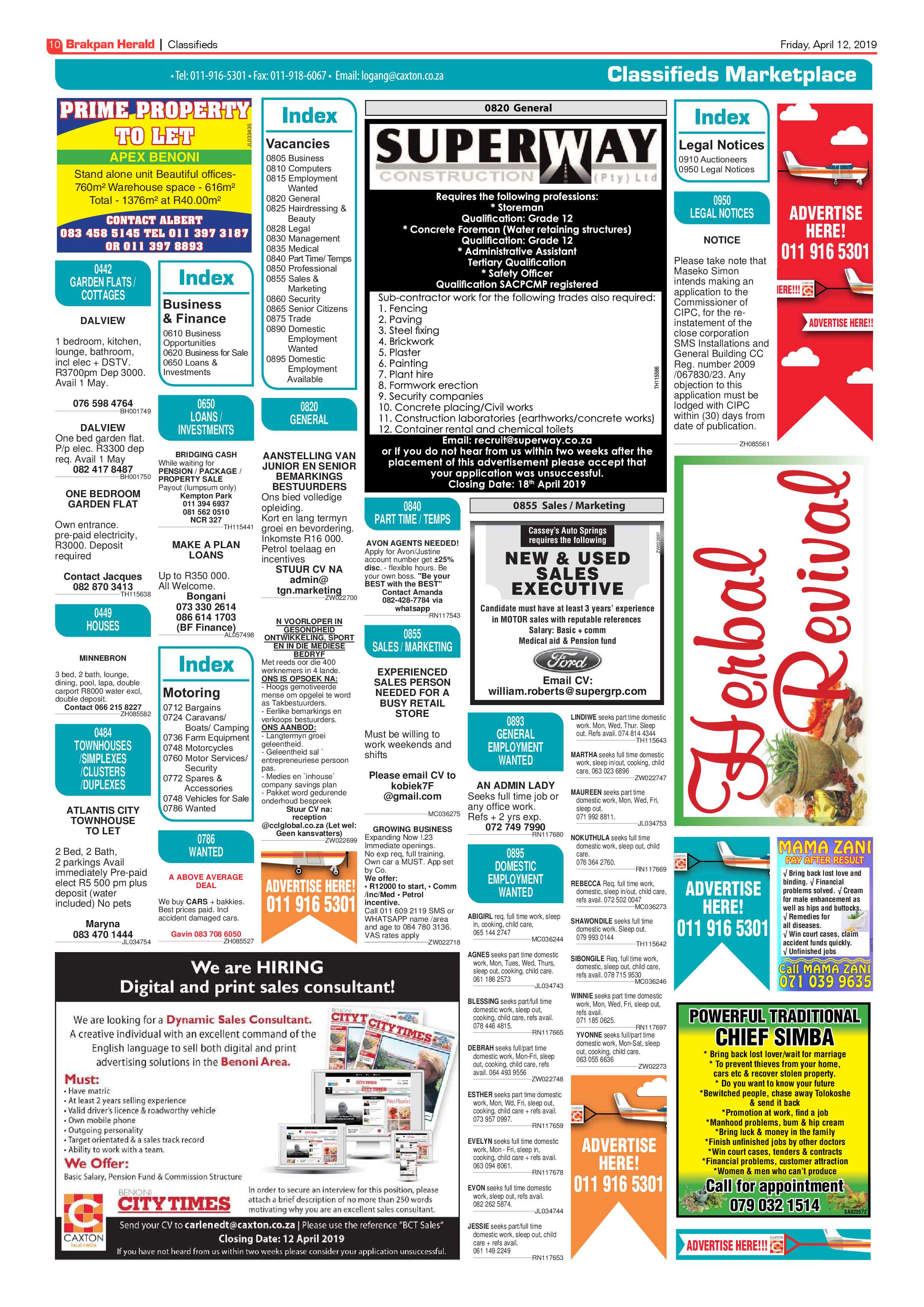 Brakpan Herald 12 April 2019 page 10