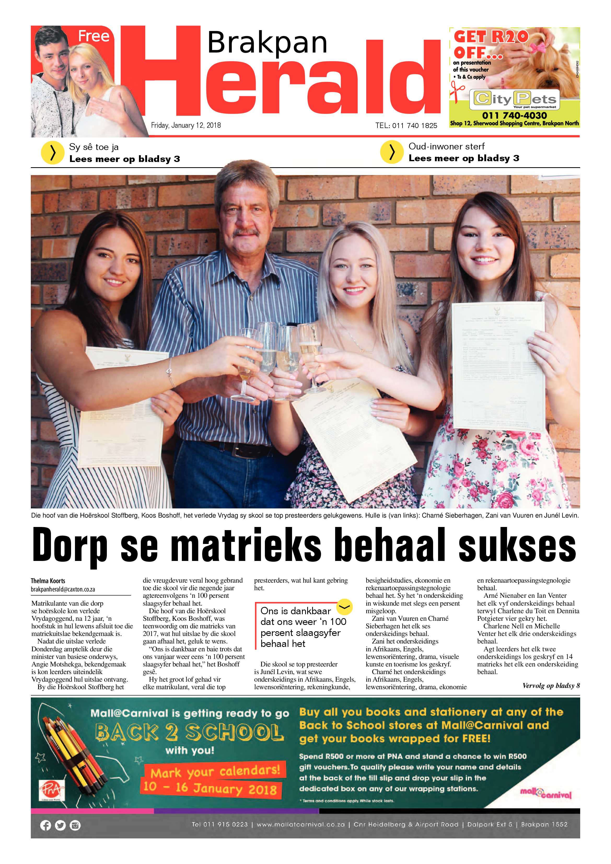 Brakpan Herald 12 January 2018 page 1