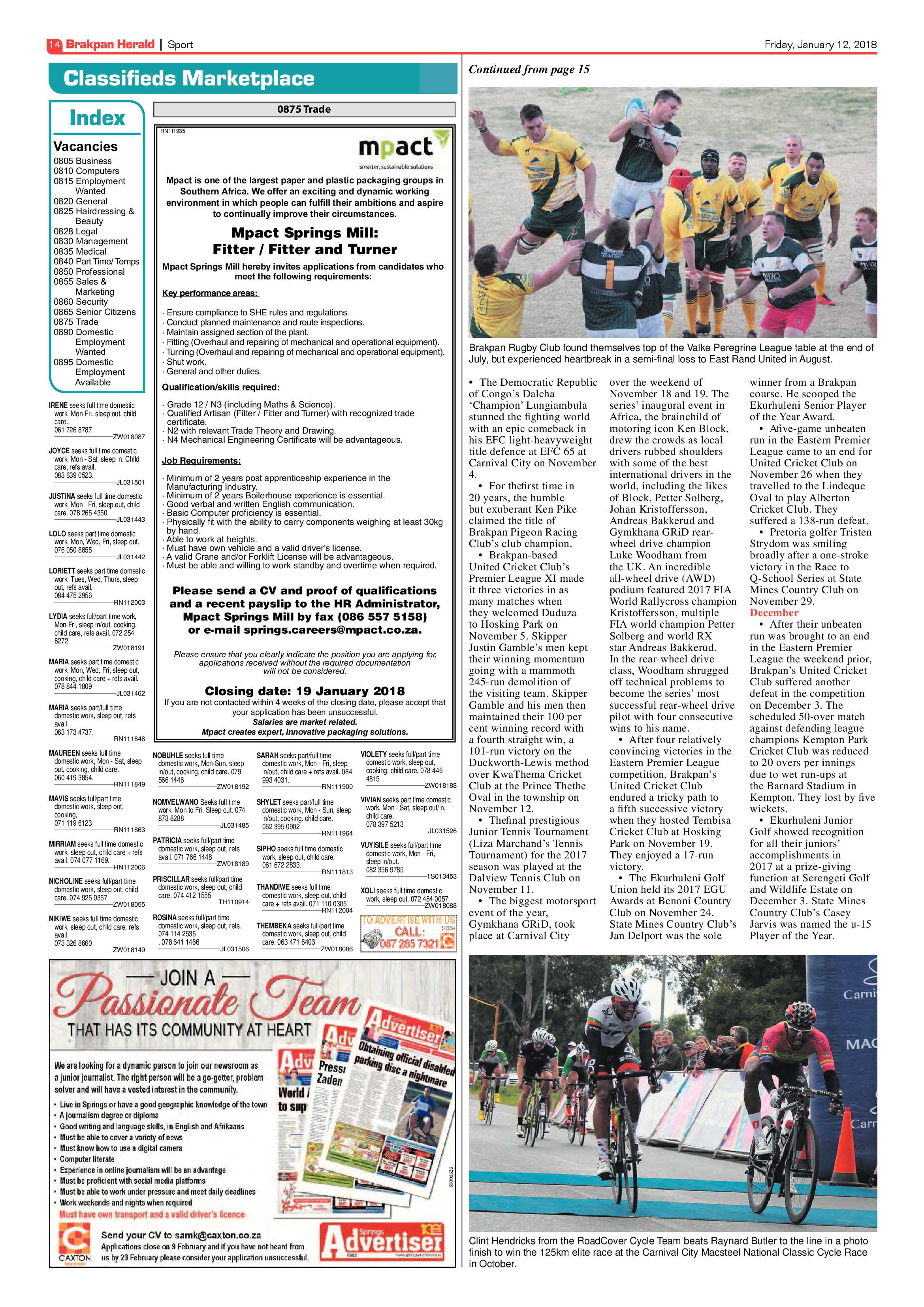 Brakpan Herald 12 January 2018 page 14