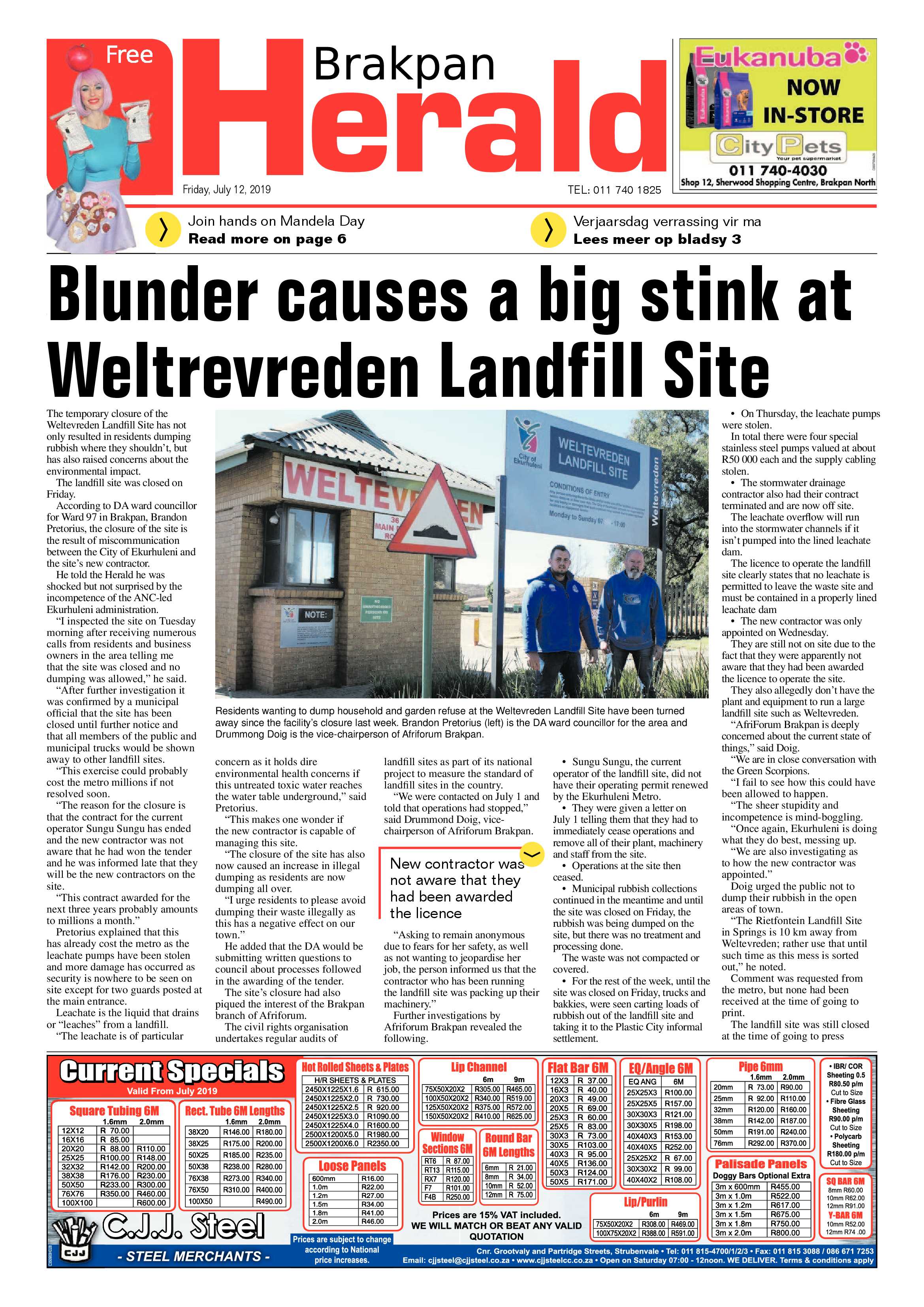 Brakpan Herald 12 July 2019 page 1
