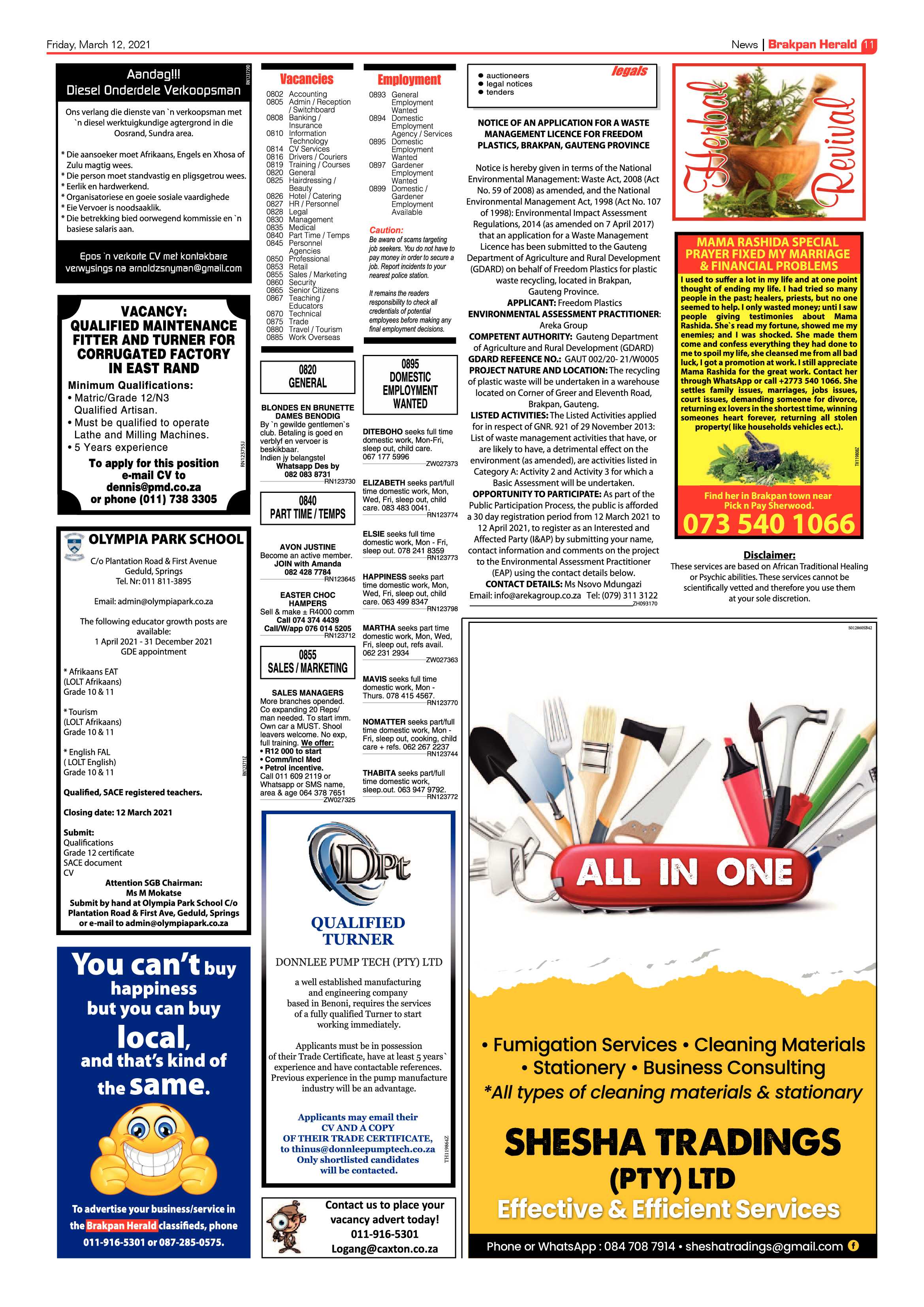 Brakpan Herald 12 March 2021 page 11