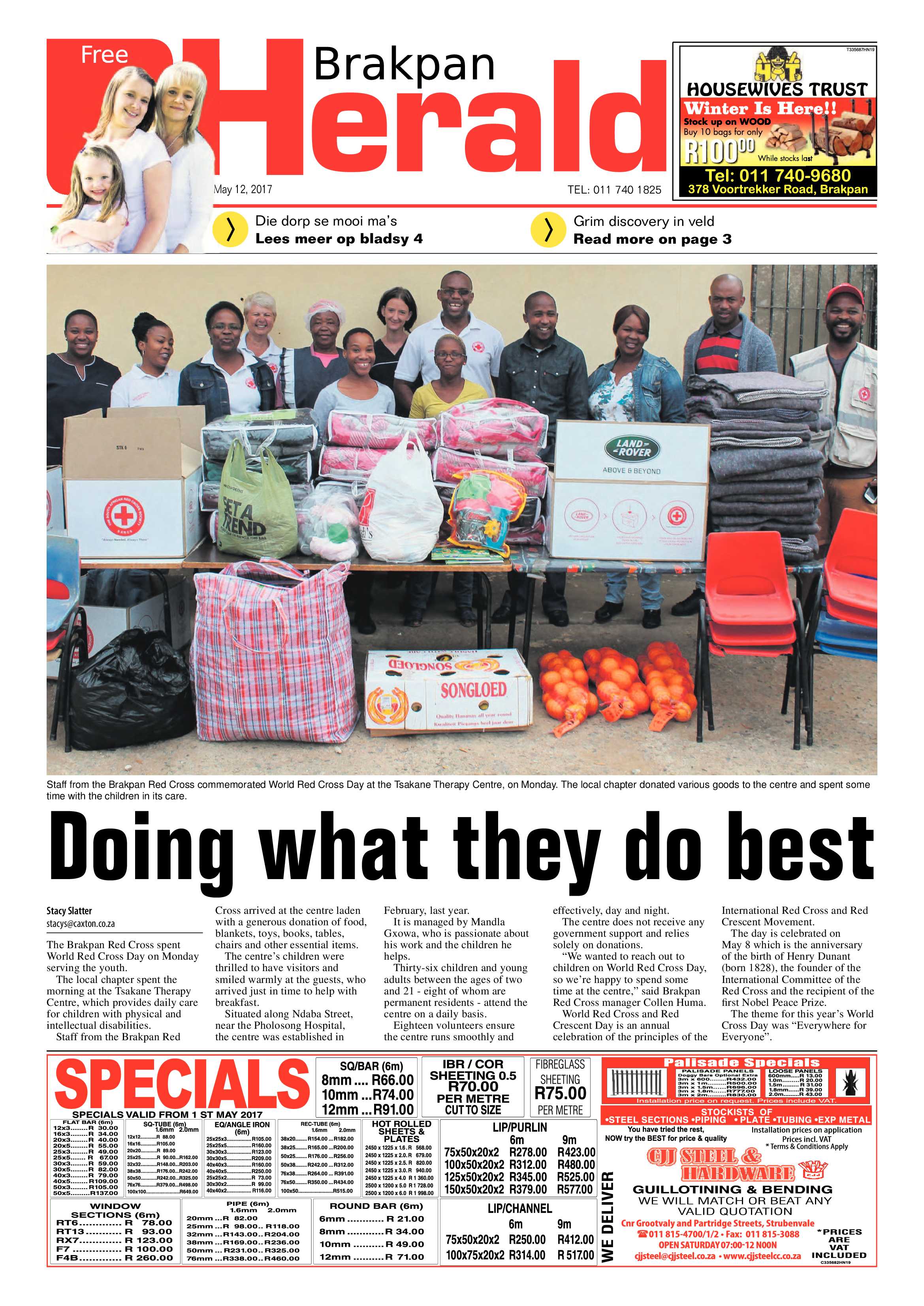Brakpan Herald 12 May 2017 page 1