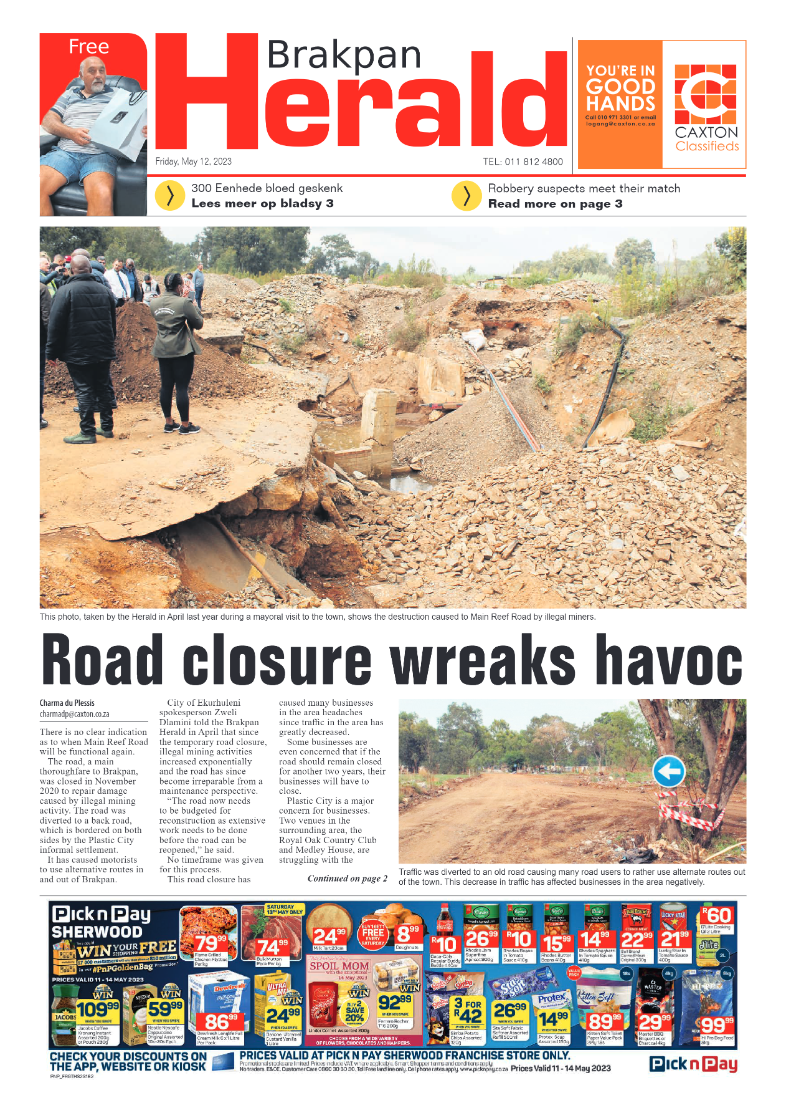 Brakpan Herald 12 May 2022 page 1