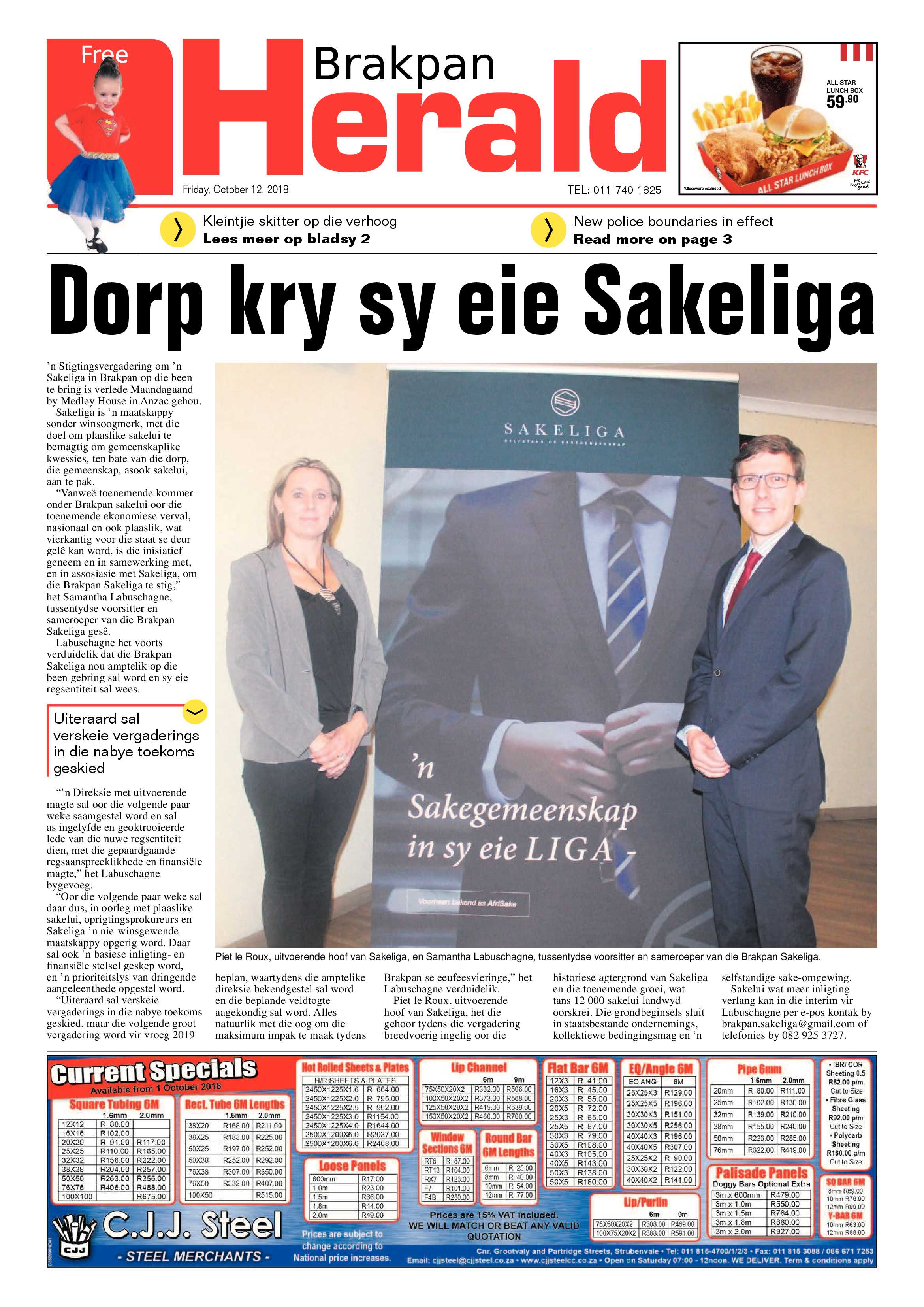 Brakpan Herald 12 October 2018 page 1