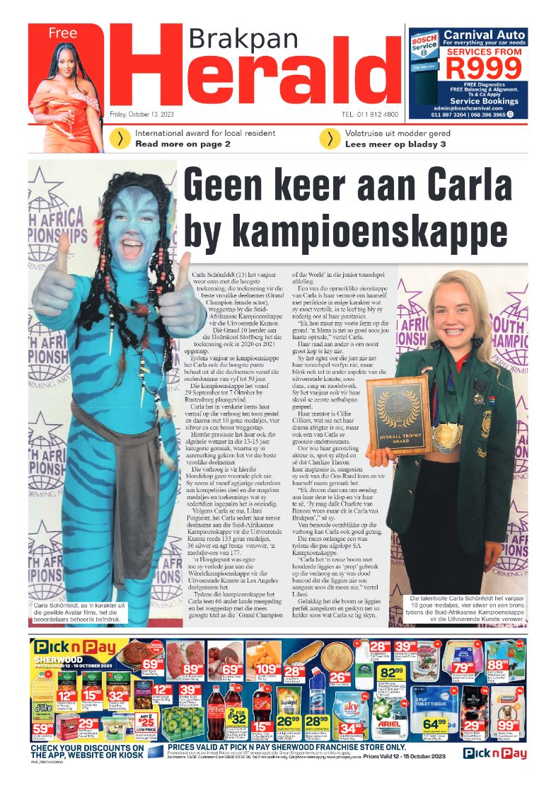 Brakpan Herald 12 October 2023 page 1