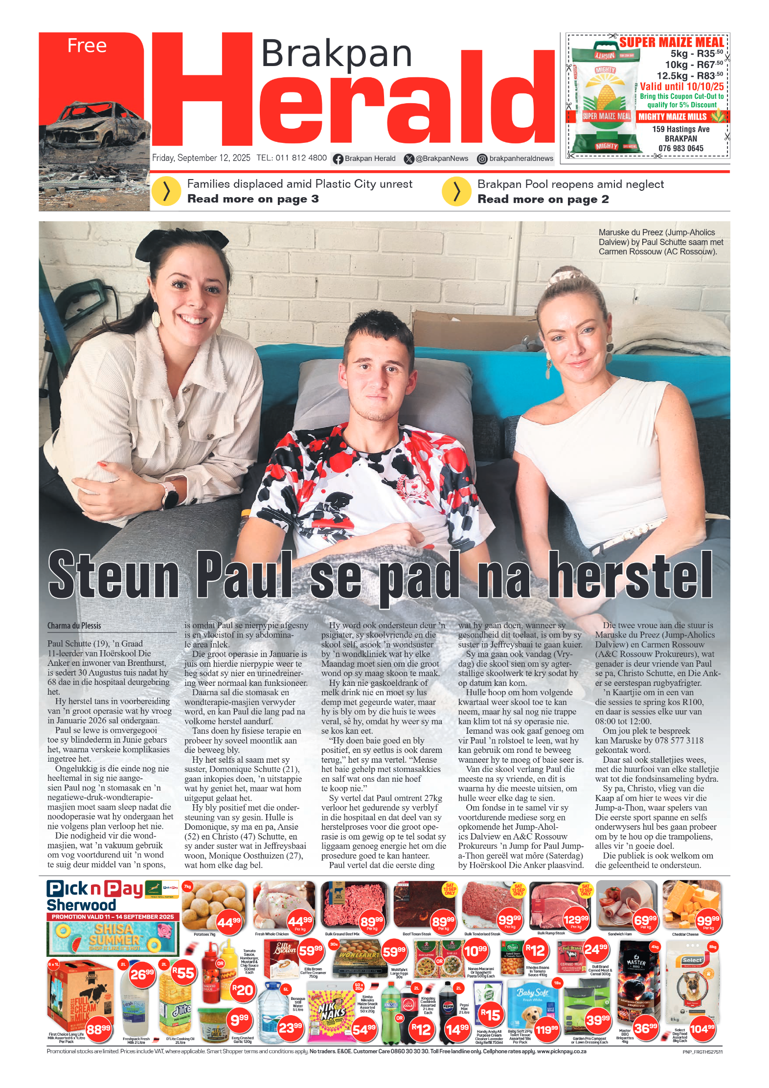 Brakpan Herald 12 September 2025 page 1