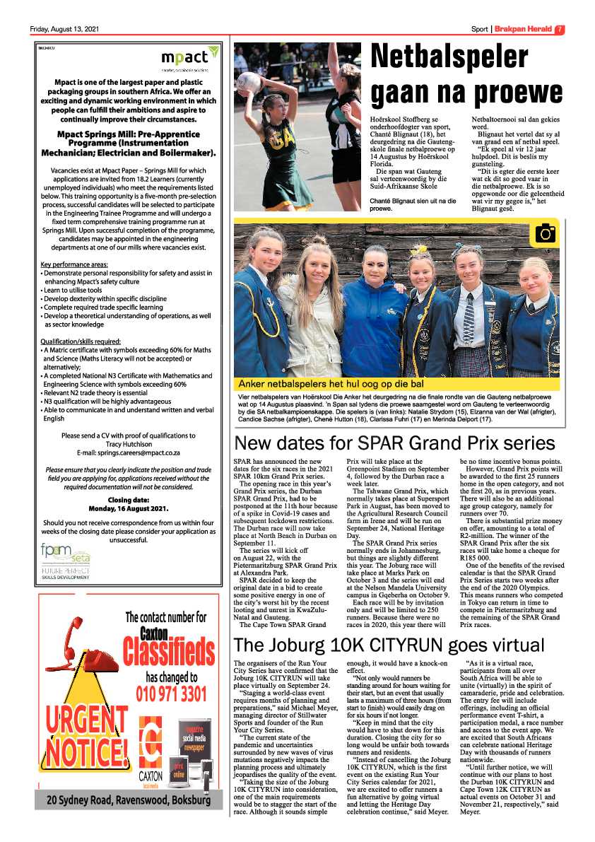 Brakpan Herald 13 August 2021 page 15