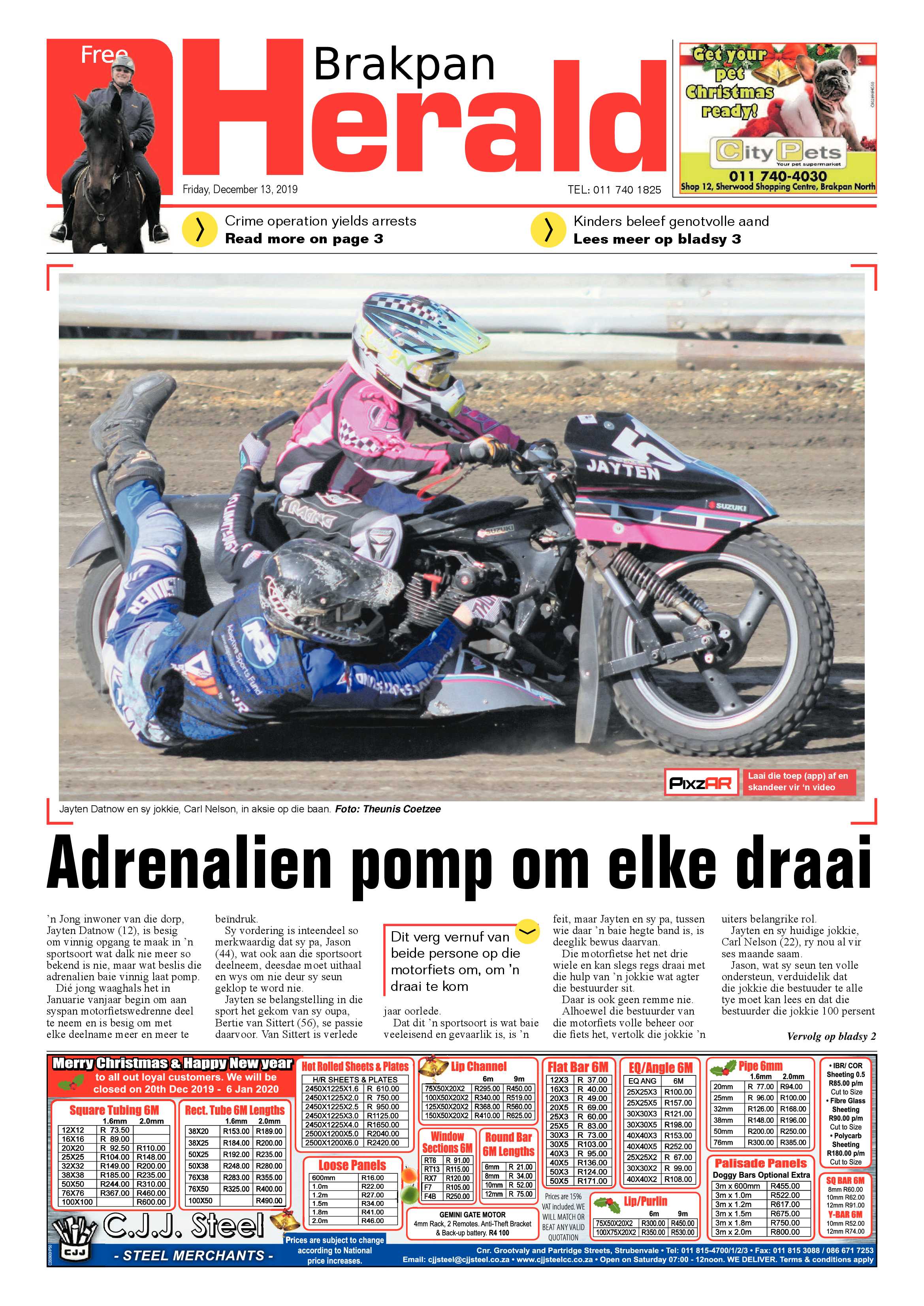 Brakpan Herald 13 December 2019 page 1