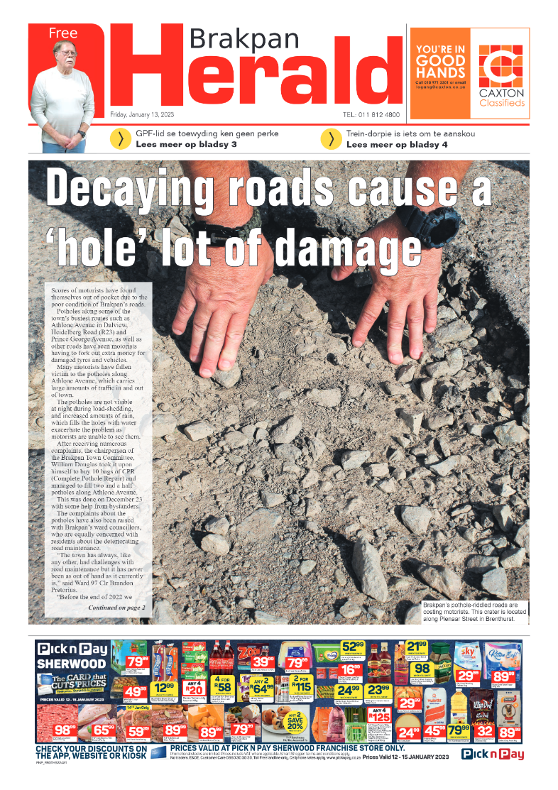 Brakpan Herald 13 January 2022 page 1